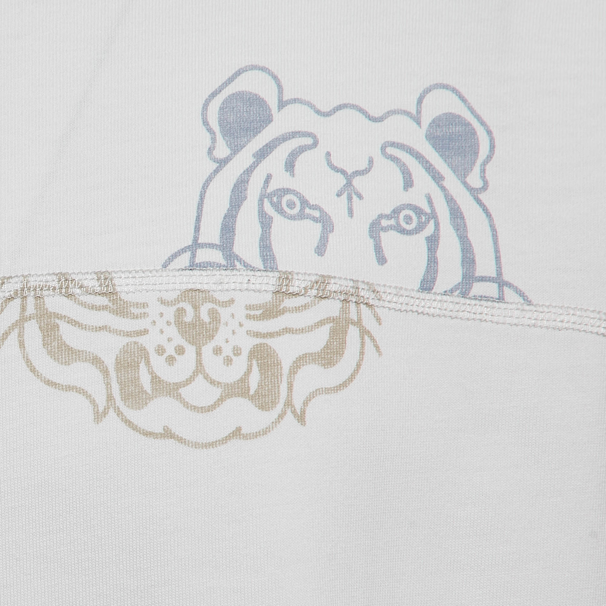 Kenzo White Tiger Print Cotton Knit T-Shirt XL