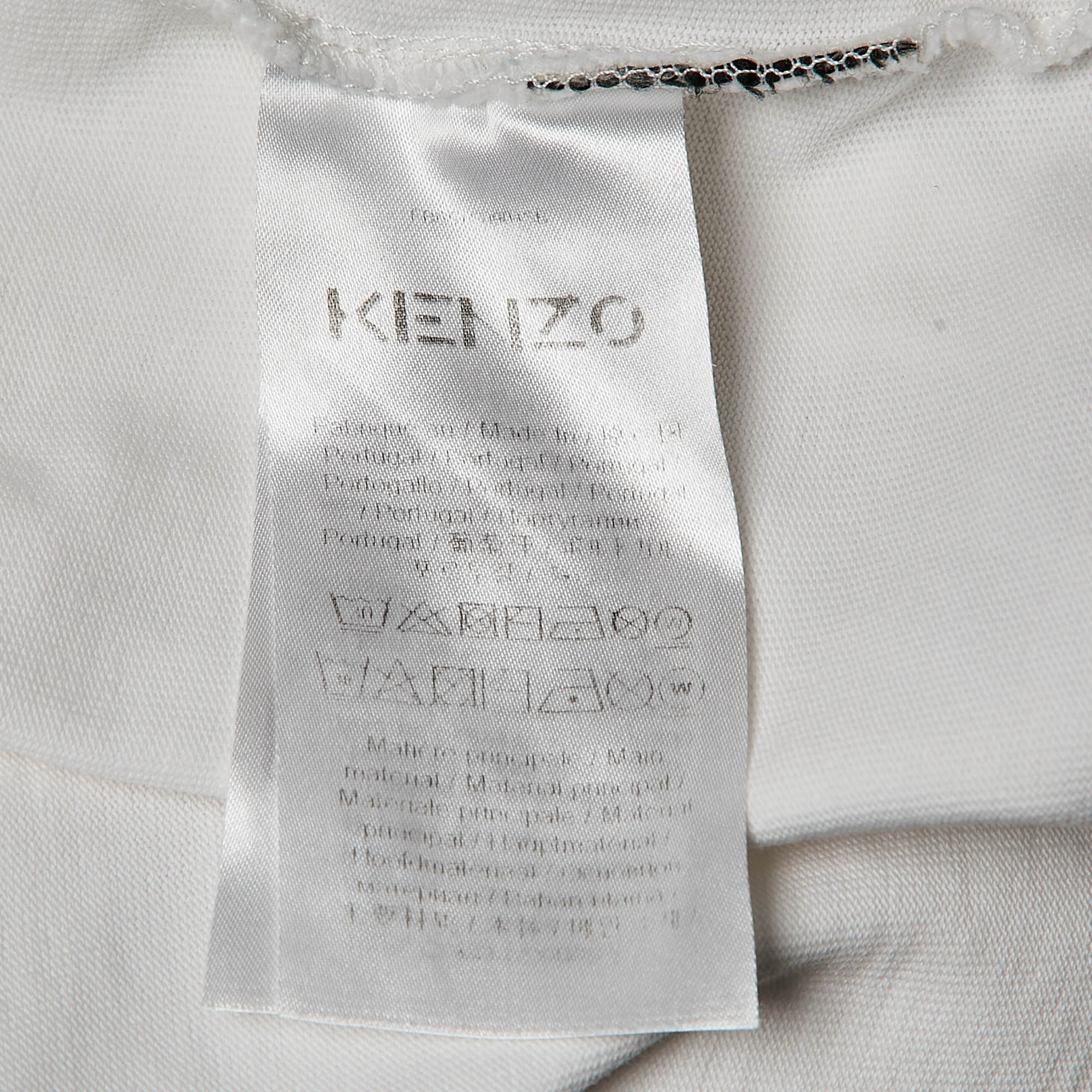 Kenzo White Tiger Print Cotton Knit T-Shirt XL