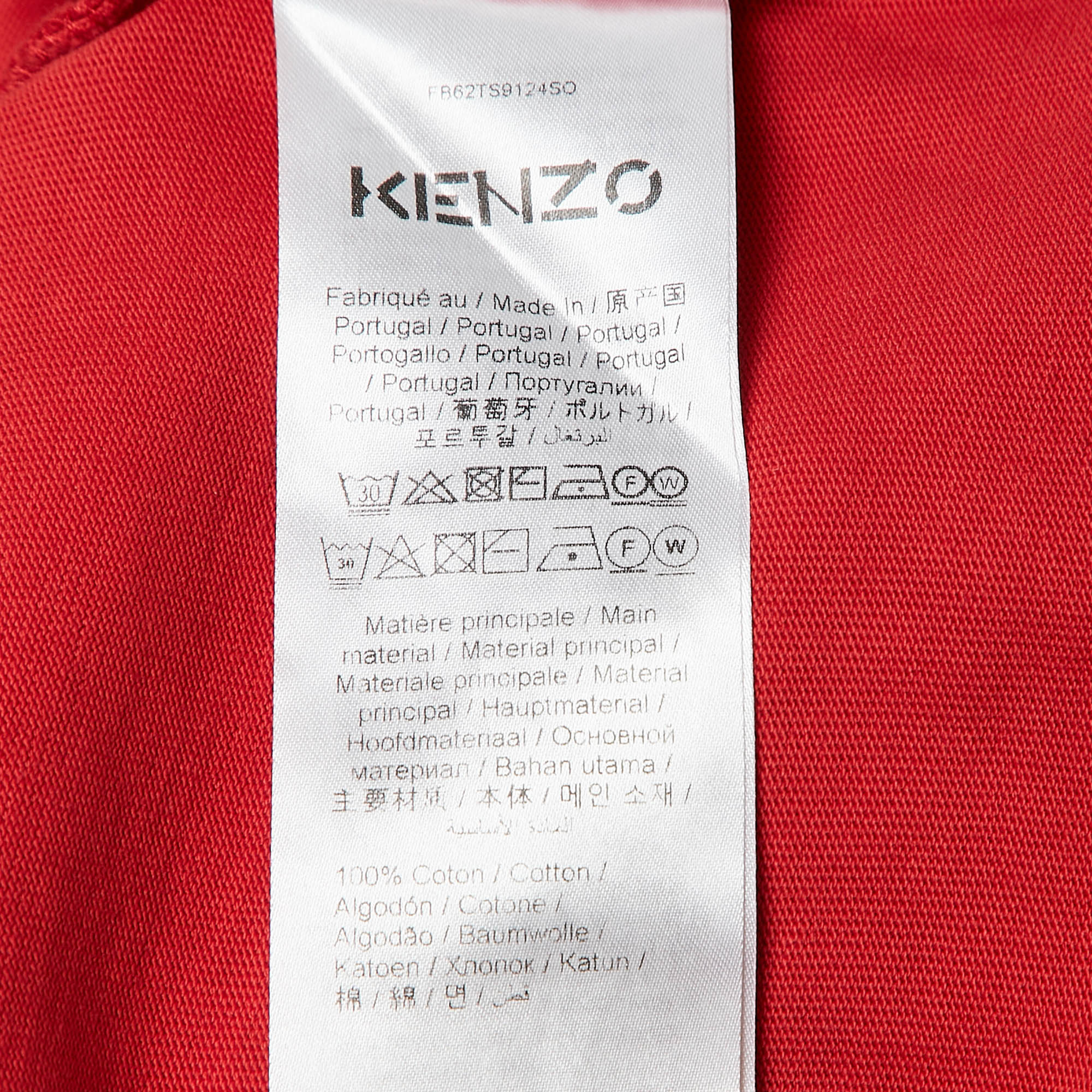 Kenzo Red Logo Embroidered Crew Neck T-Shirt M