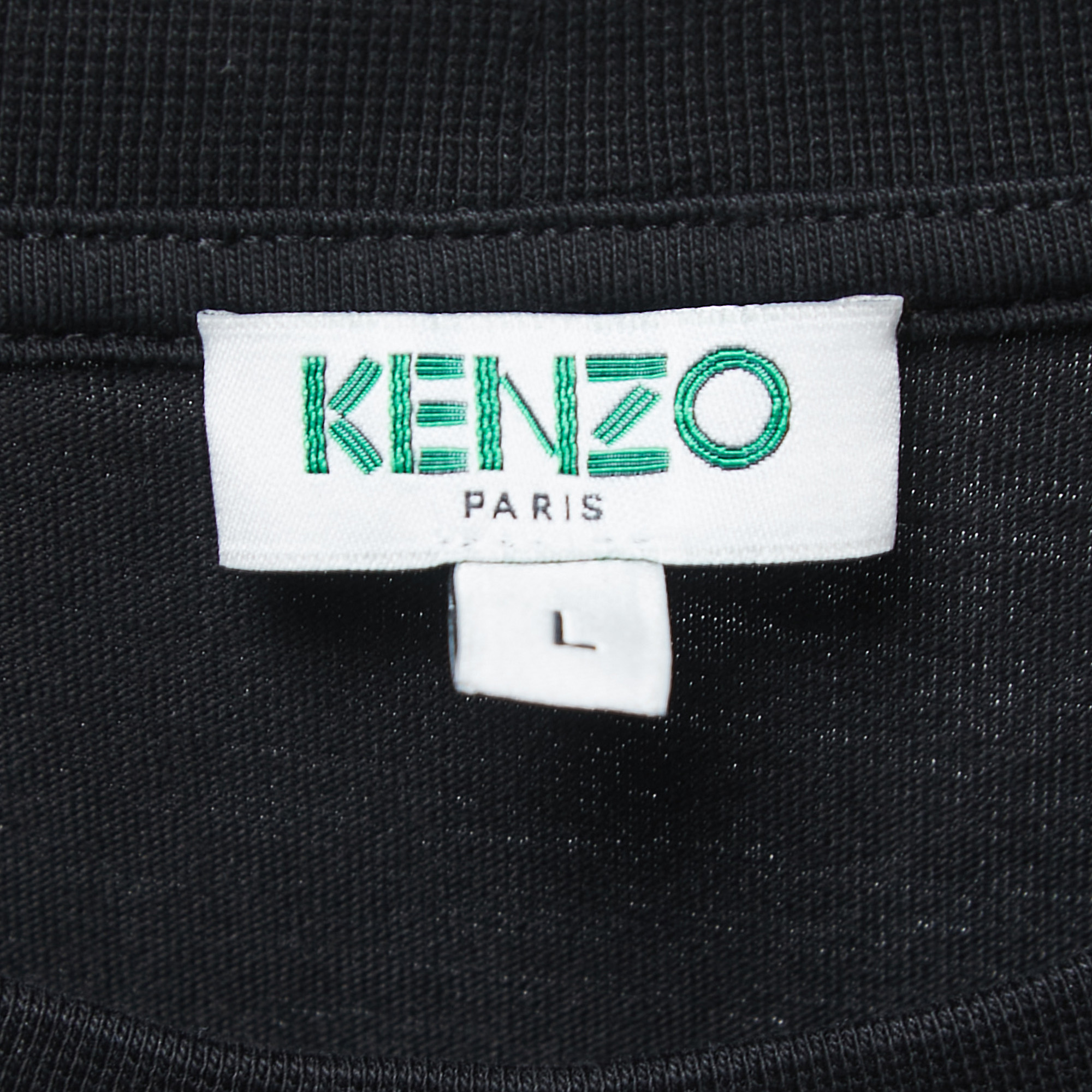 Kenzo Black Logo Print Cotton Crew Neck Half Sleeve T-Shirt L