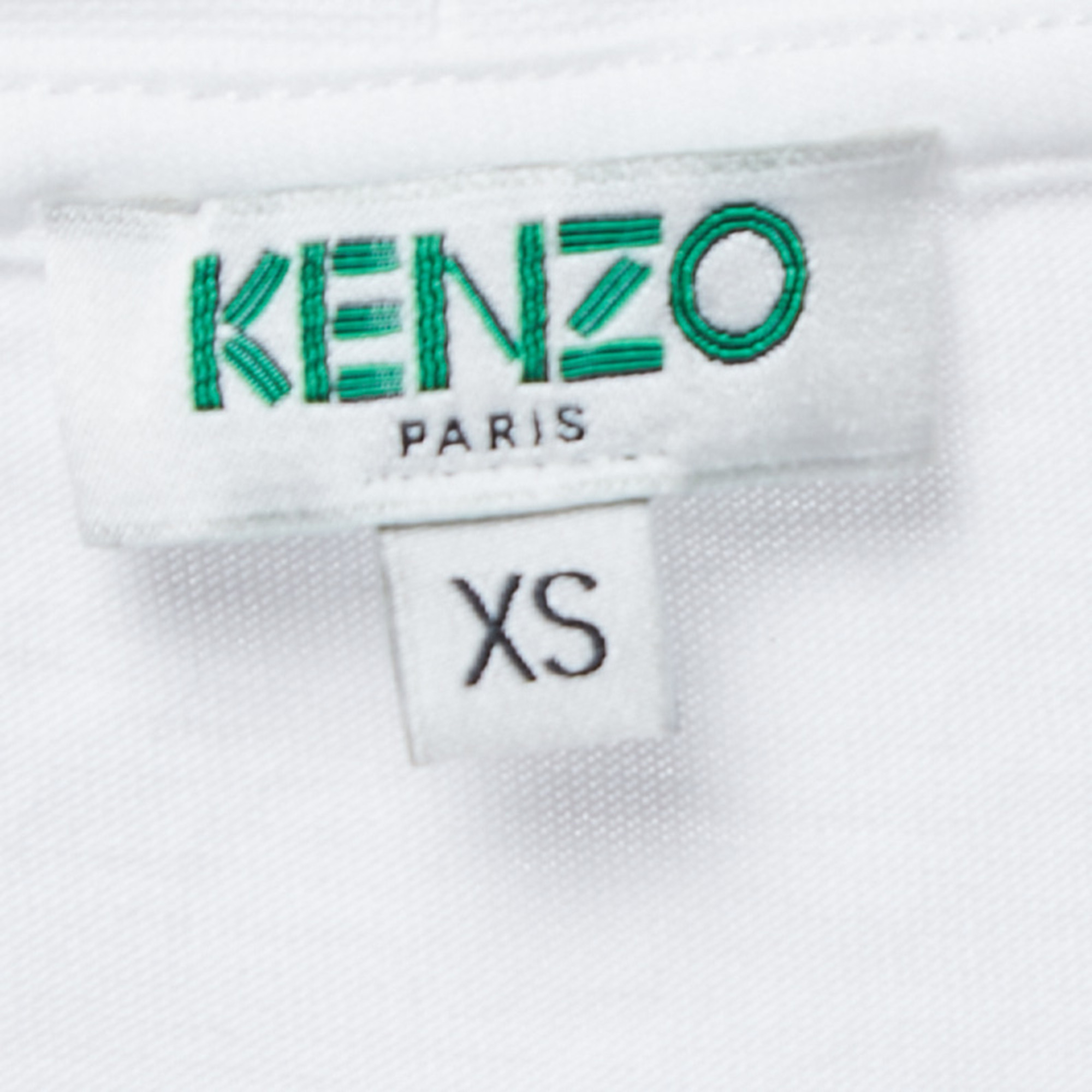 Kenzo White Logo Print Cotton Crew Neck Half Sleeve T-Shirt XS