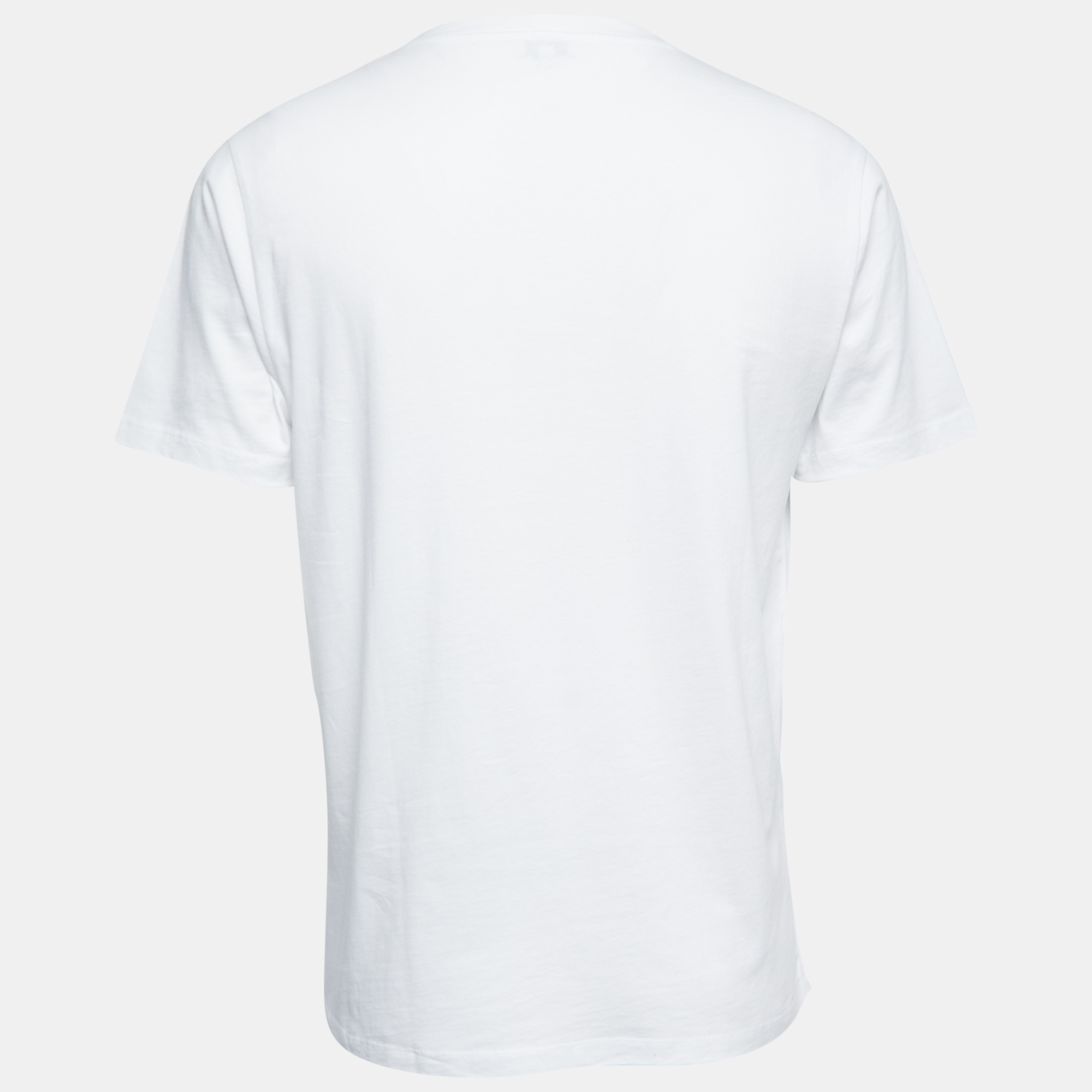 Kenzo White Logo Print Cotton Crew Neck Half Sleeve T-Shirt L