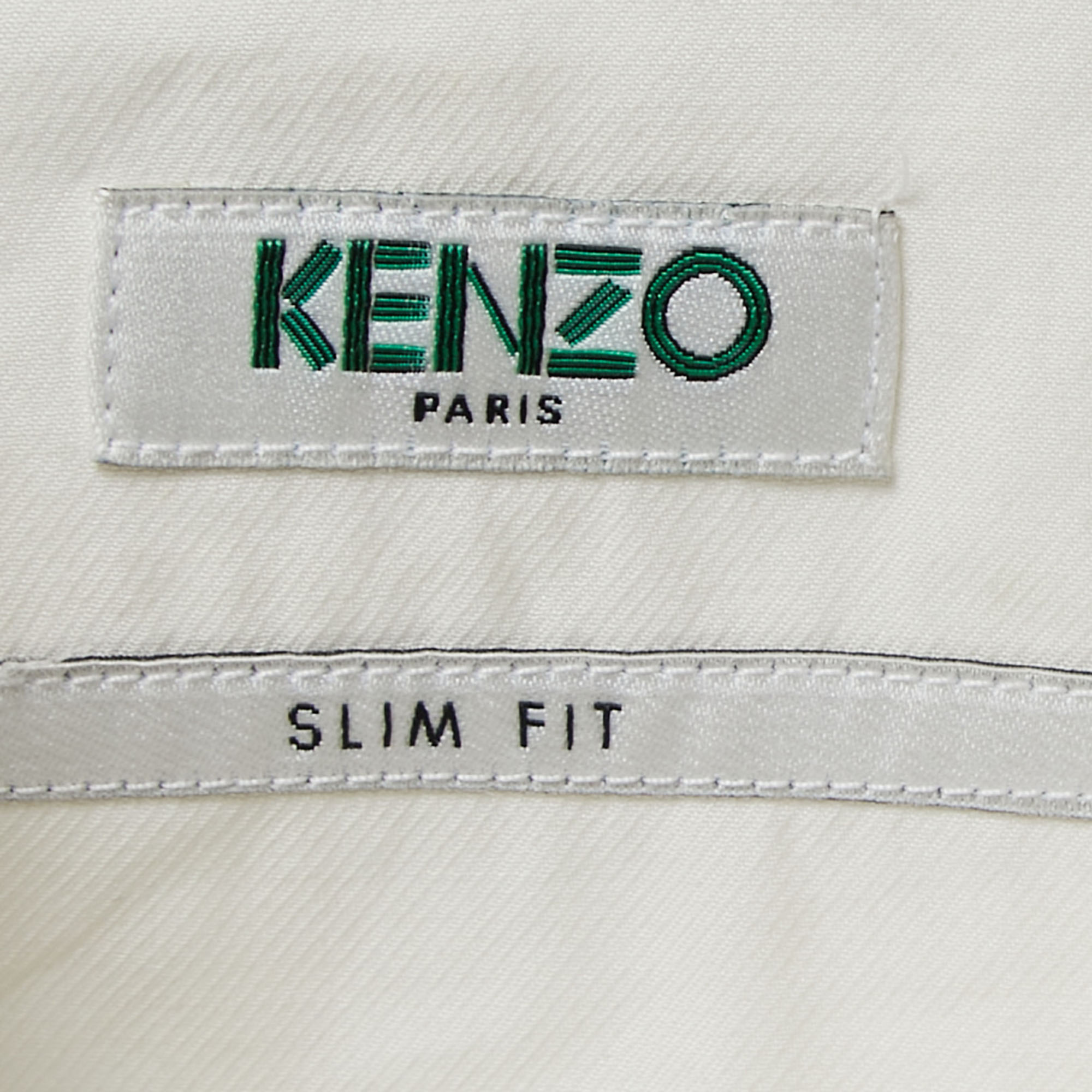 Kenzo Cream & White Cotton Button Front Shirt M