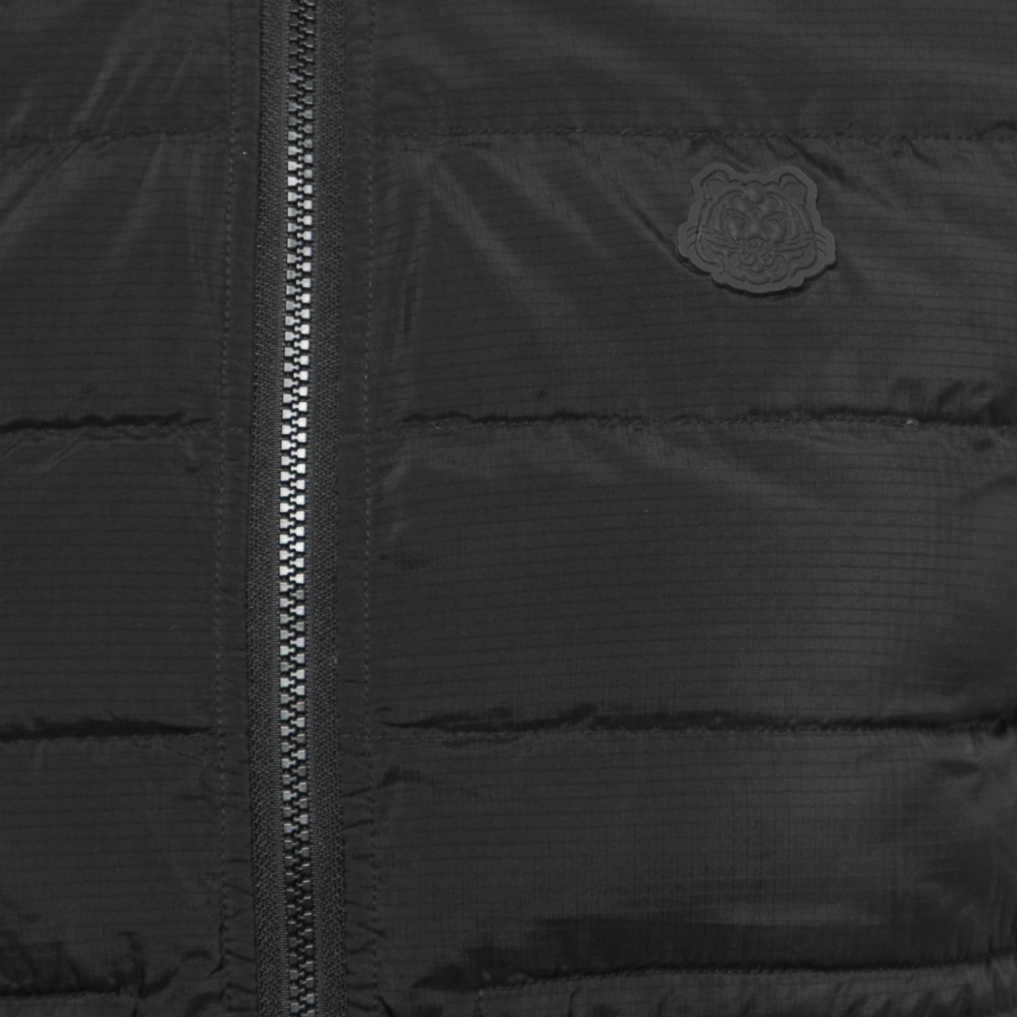 Kenzo Black/Green Synthetic Reversible Down Jacket XS
