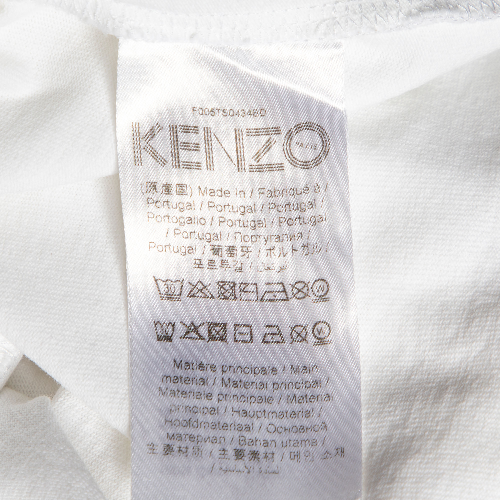 Kenzo White Cotton Knit Logo Printed Sleeve Detail T-Shirt XL