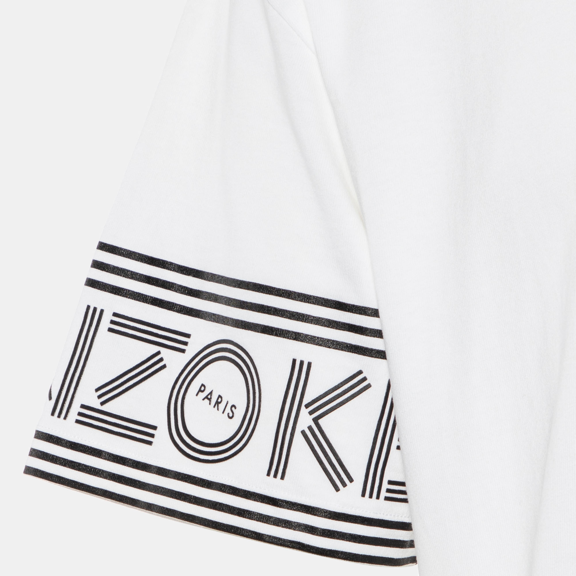 Kenzo White Cotton Knit Logo Printed Sleeve Detail T-Shirt XL