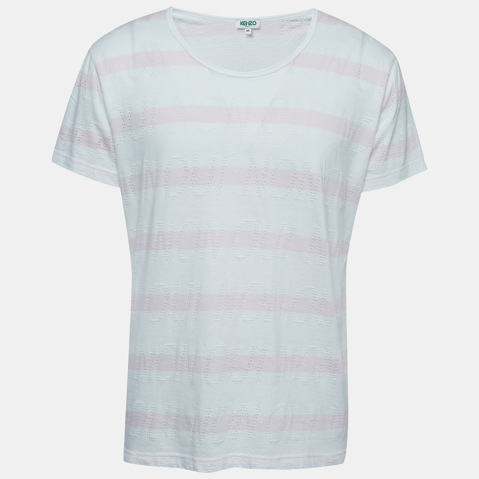 

Kenzo White/Pink Patterned Cotton Crew Neck Half Sleeve T-Shirt