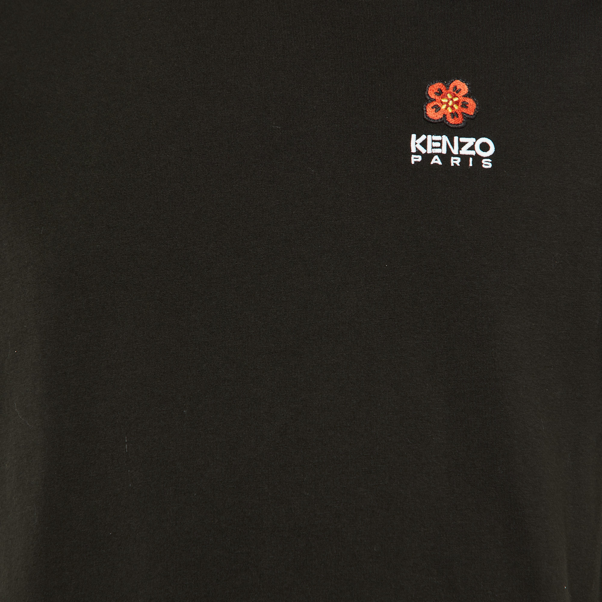 Kenzo Black Cotton Knit Boke Flower Applique T-Shirt S