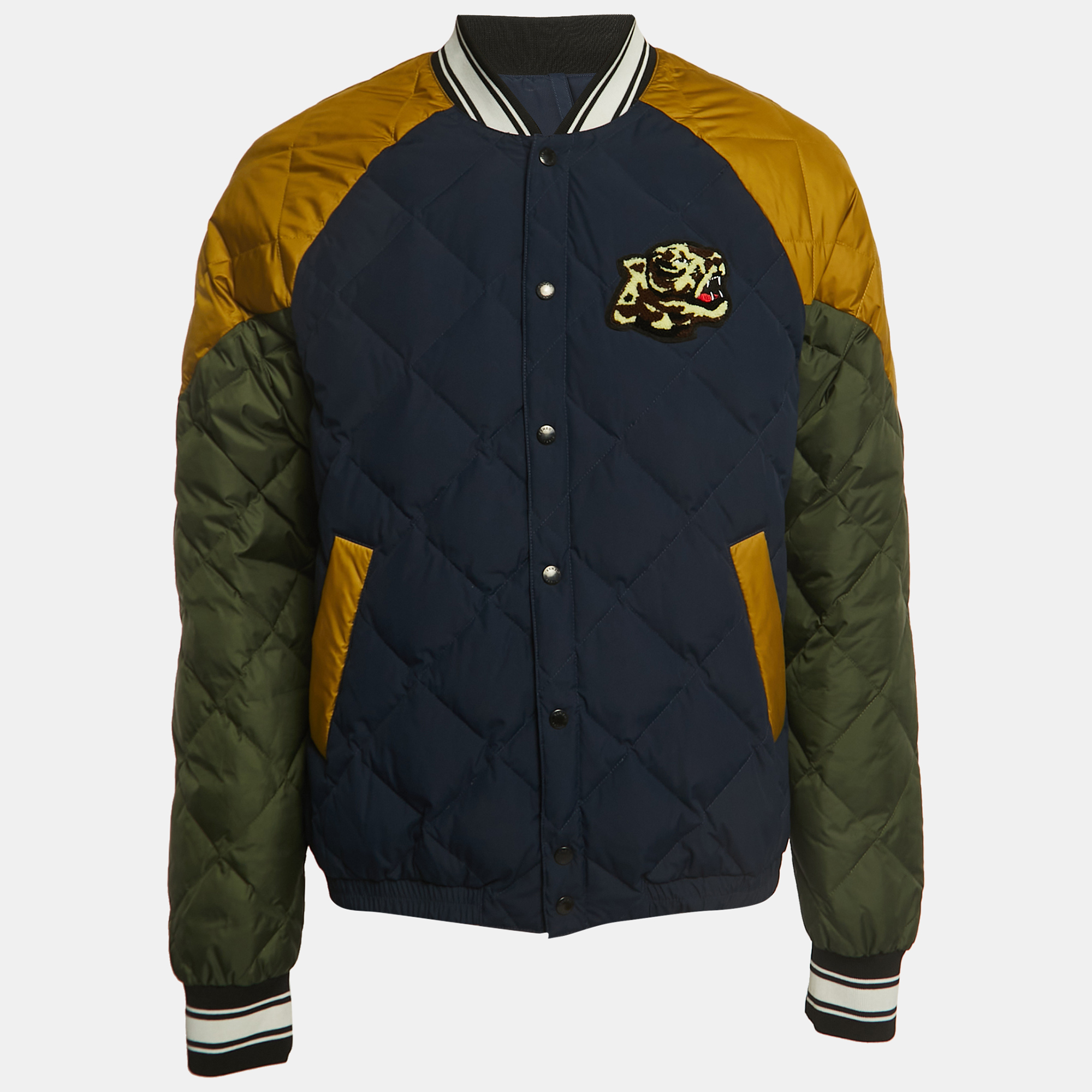 Kenzo Multicolor Quilted Logo Patch Button Front Flight Jacket L
