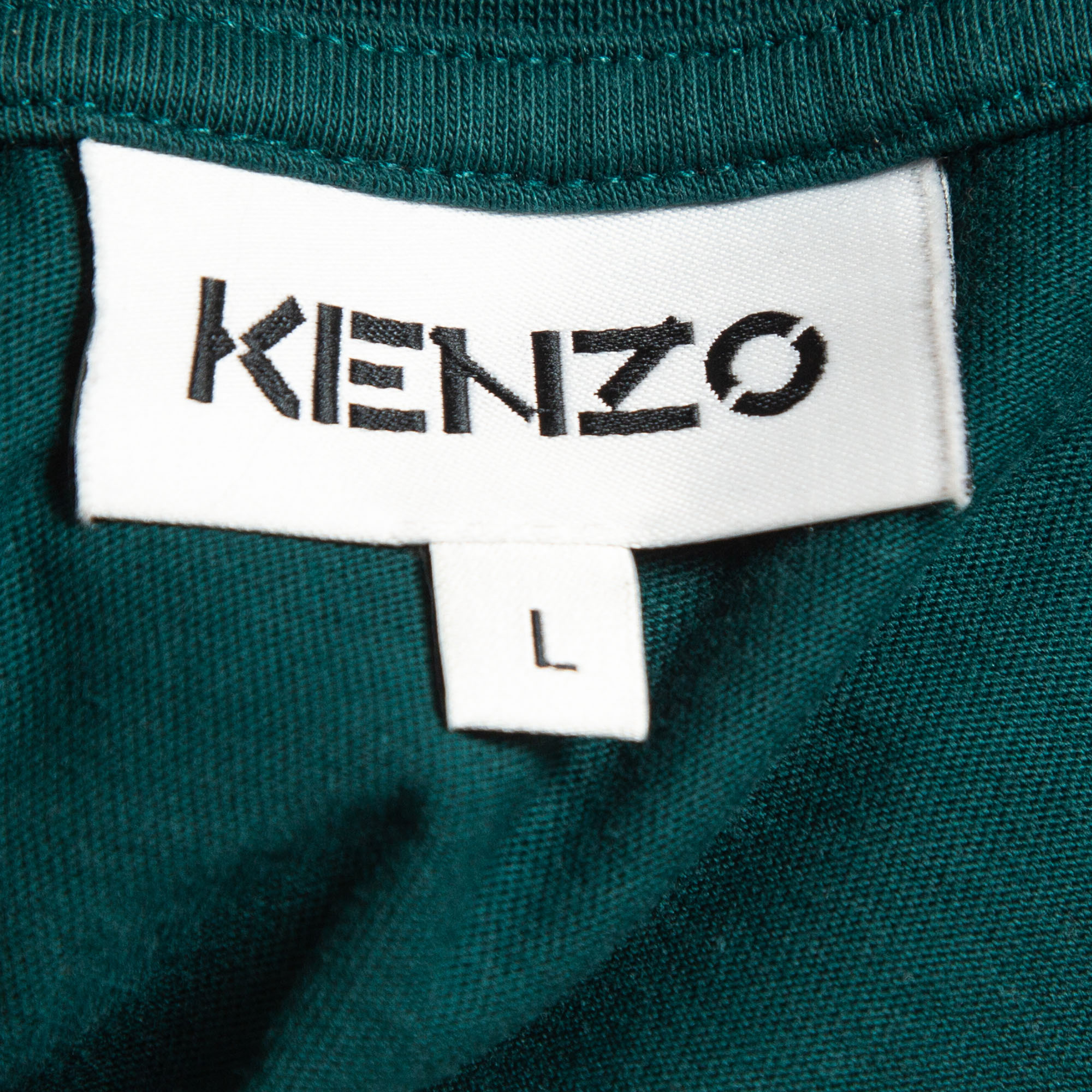 Kenzo Green Tiger Printed Cotton T-Shirt L
