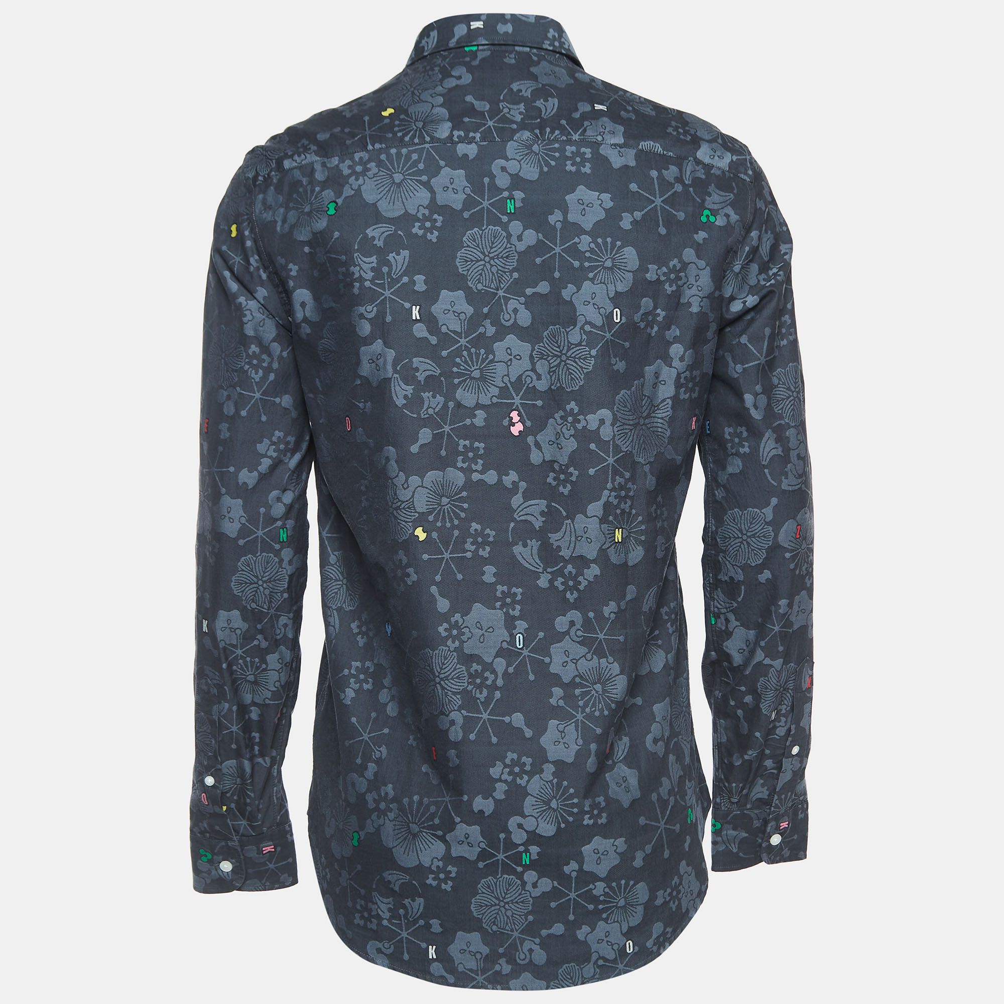 

Kenzo Navy Blue Floral Patterned Button Down Full Sleeve Shirt