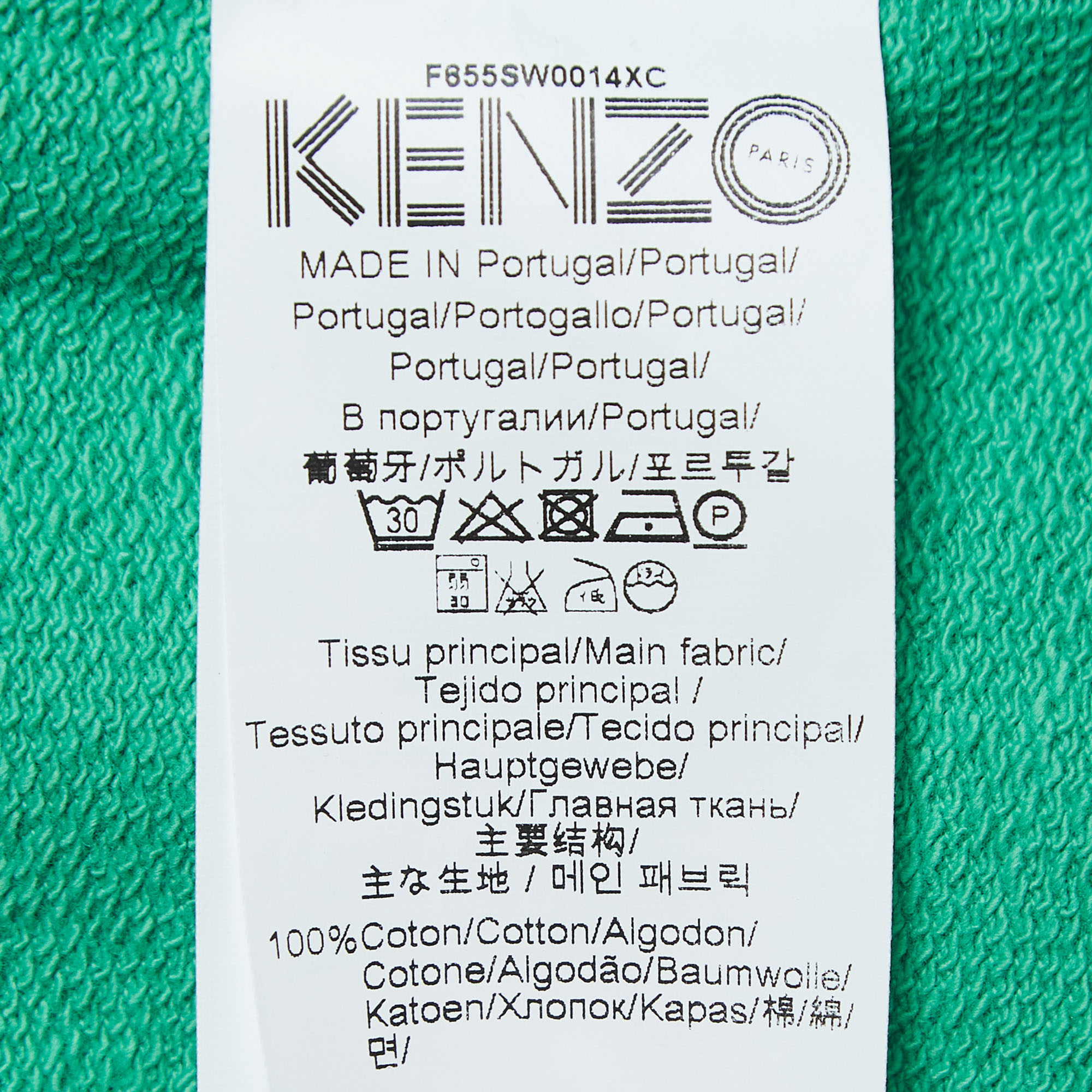 Kenzo Green Tiger Embroidered Cotton Crew Neck Sweatshirt M