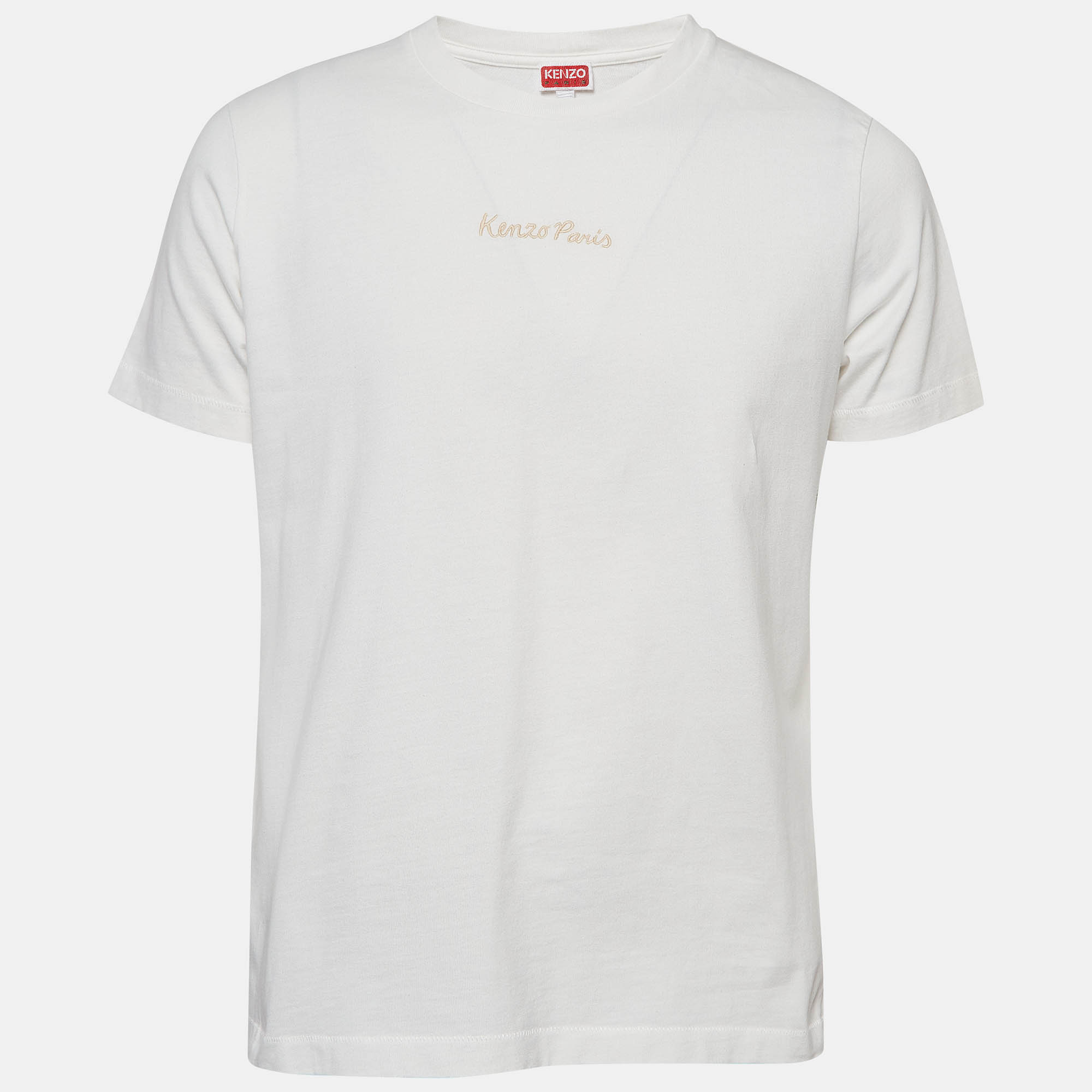 

Kenzo White Eiffel Tower Embroidered Cotton T-Shirt