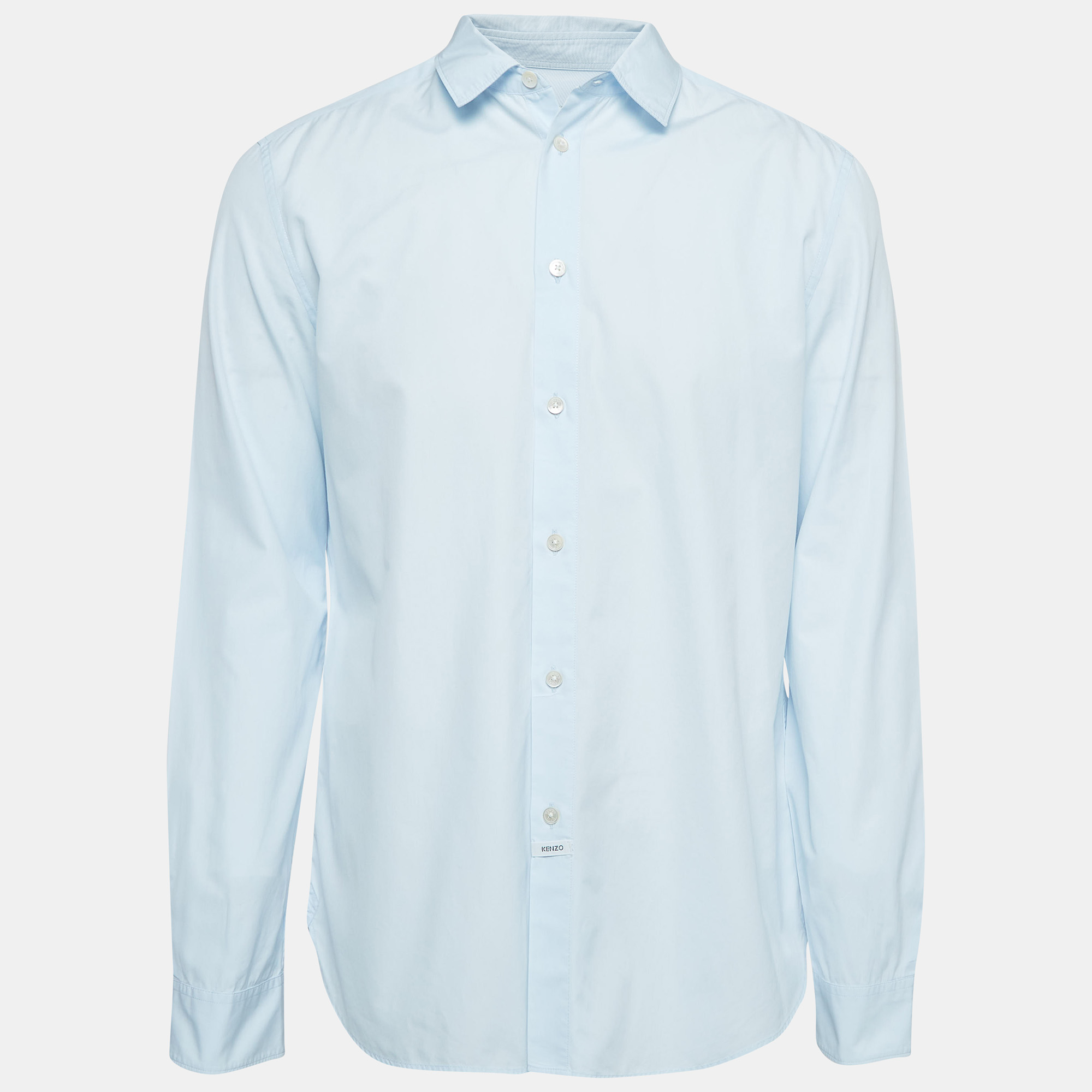 Kenzo blue print back cotton button front shirt l