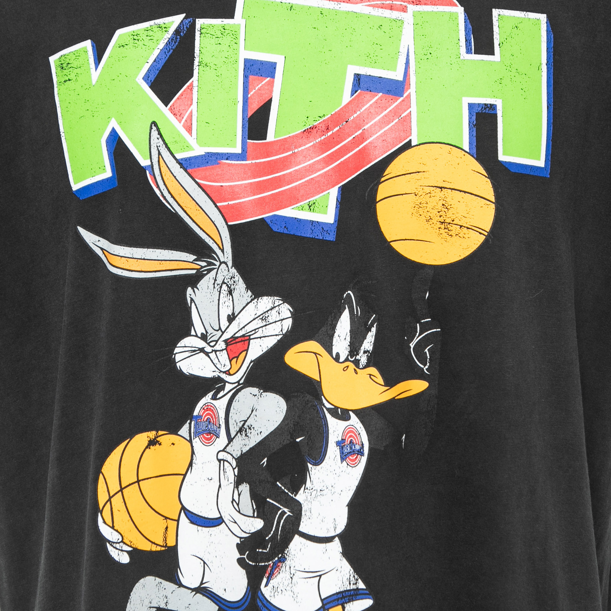 Kith X Looney Tunes Black Printed Cotton Crew Neck T-Shirt L