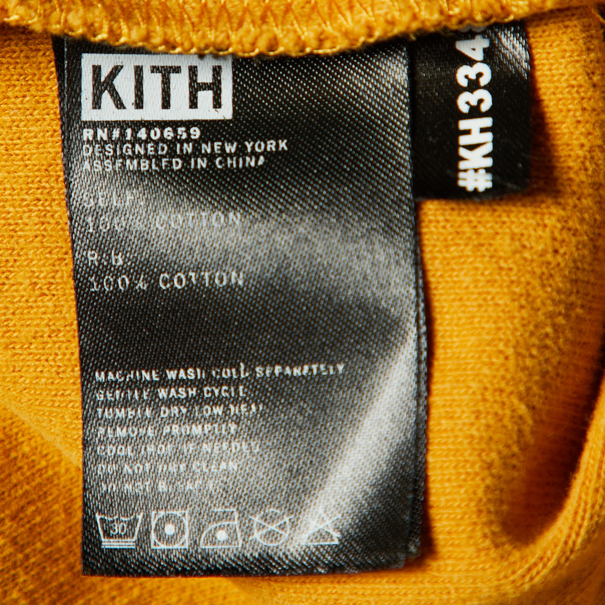 Kith Mustard Yellow Cotton Knit Logo Printed Crewneck T-Shirt S