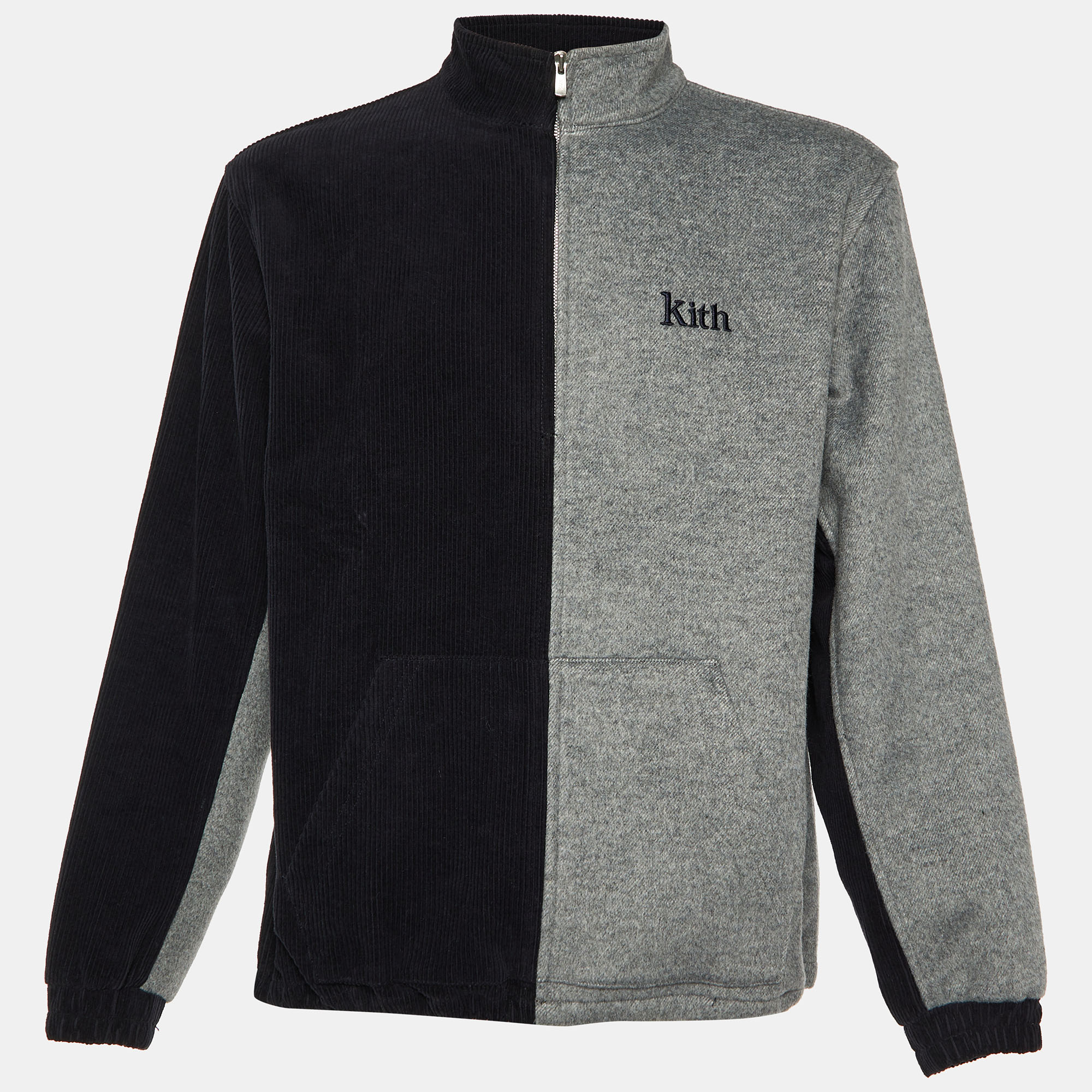 Kith Black & Grey Wool Zip Front Jacket M