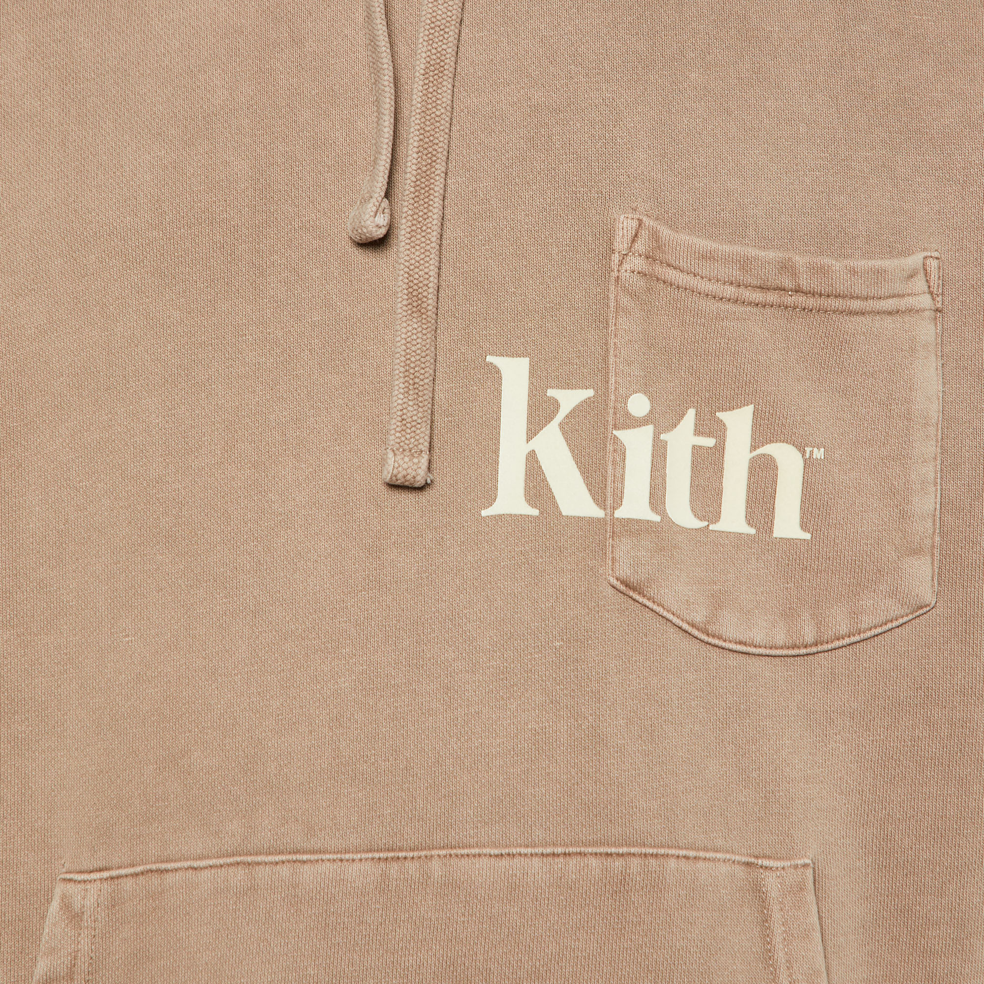 Kith Beige Cotton Knit Logo Print Pocket Detail Hoodie M