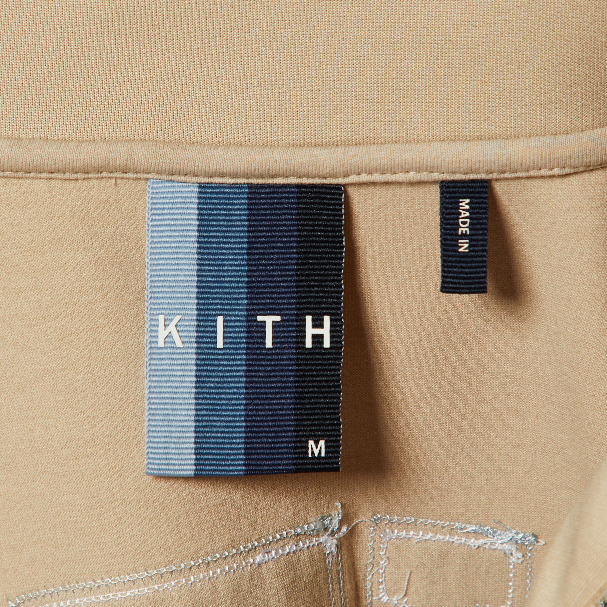Kith Beige Logo Applique Detail Jersey Zip Front Jacket M