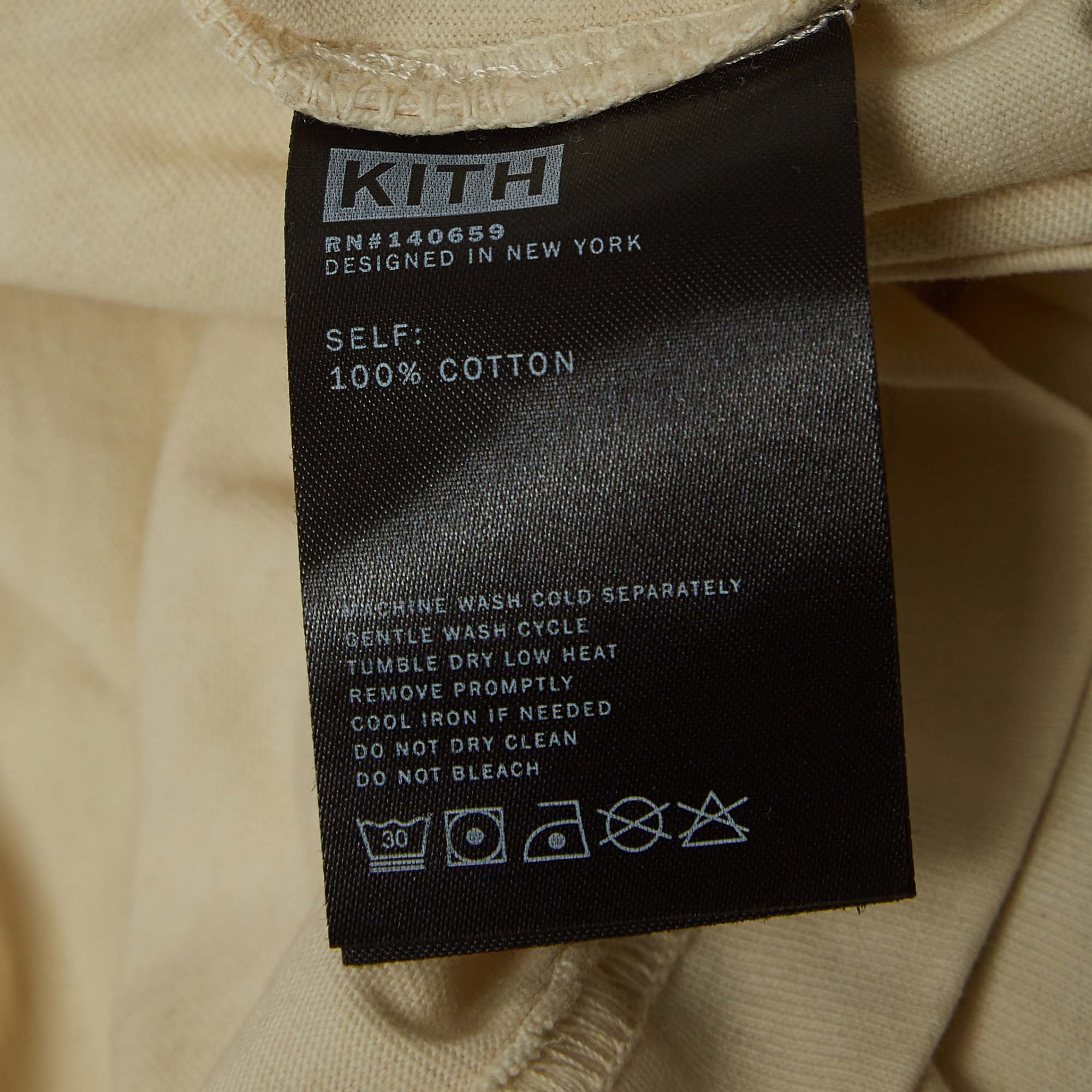Kith Cream Kith Records Print Cotton Crew Neck T-Shirt L