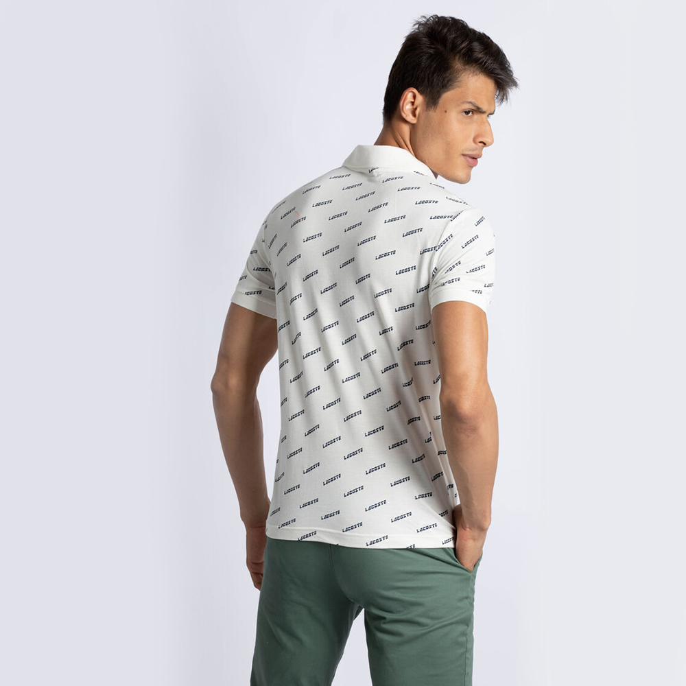 

Lacoste White Ultra Slim Fit Lacoste Print Mini Pique Polo Shirt  (Available for UAE Customers Only