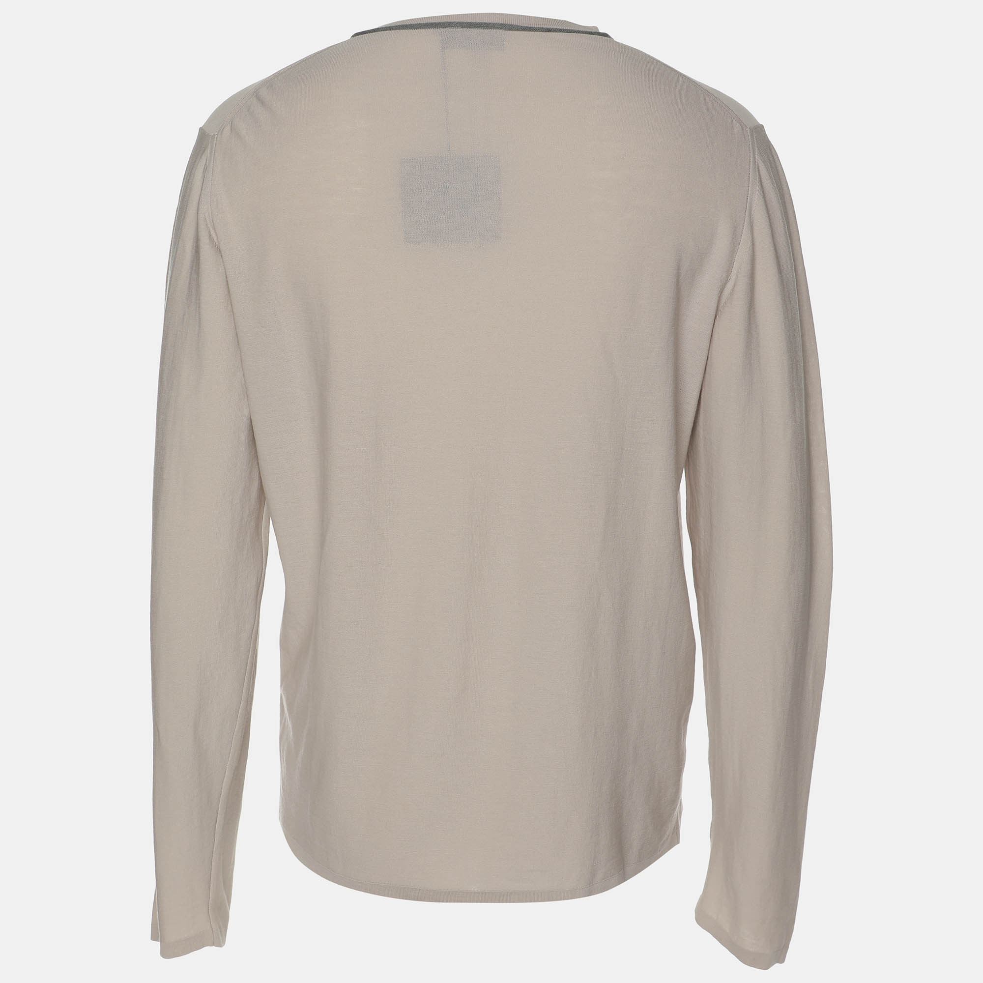 Lanvin Light Grey Cotton Knit V Neck Sweatshirt M