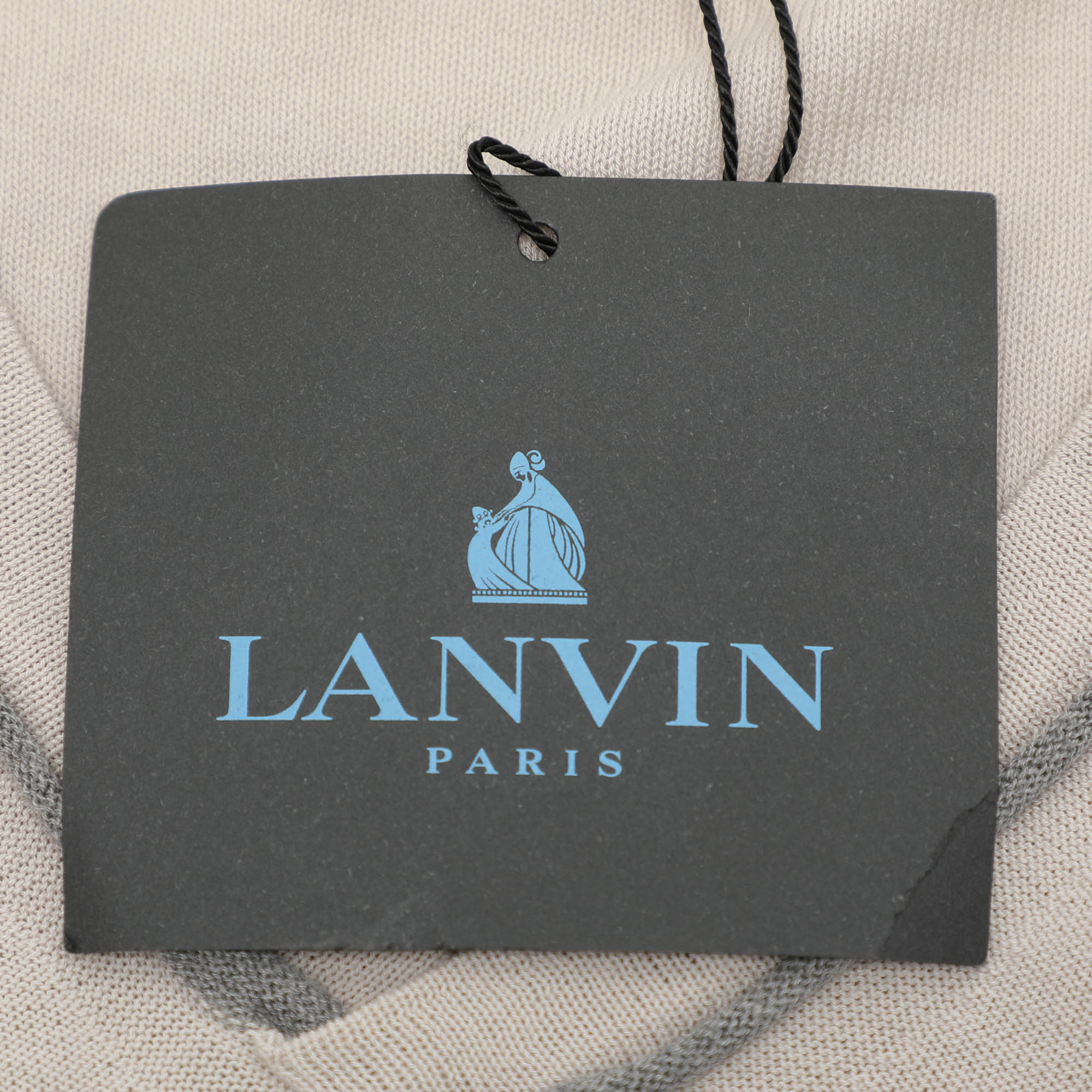 Lanvin Light Grey Cotton Knit V Neck Sweatshirt M