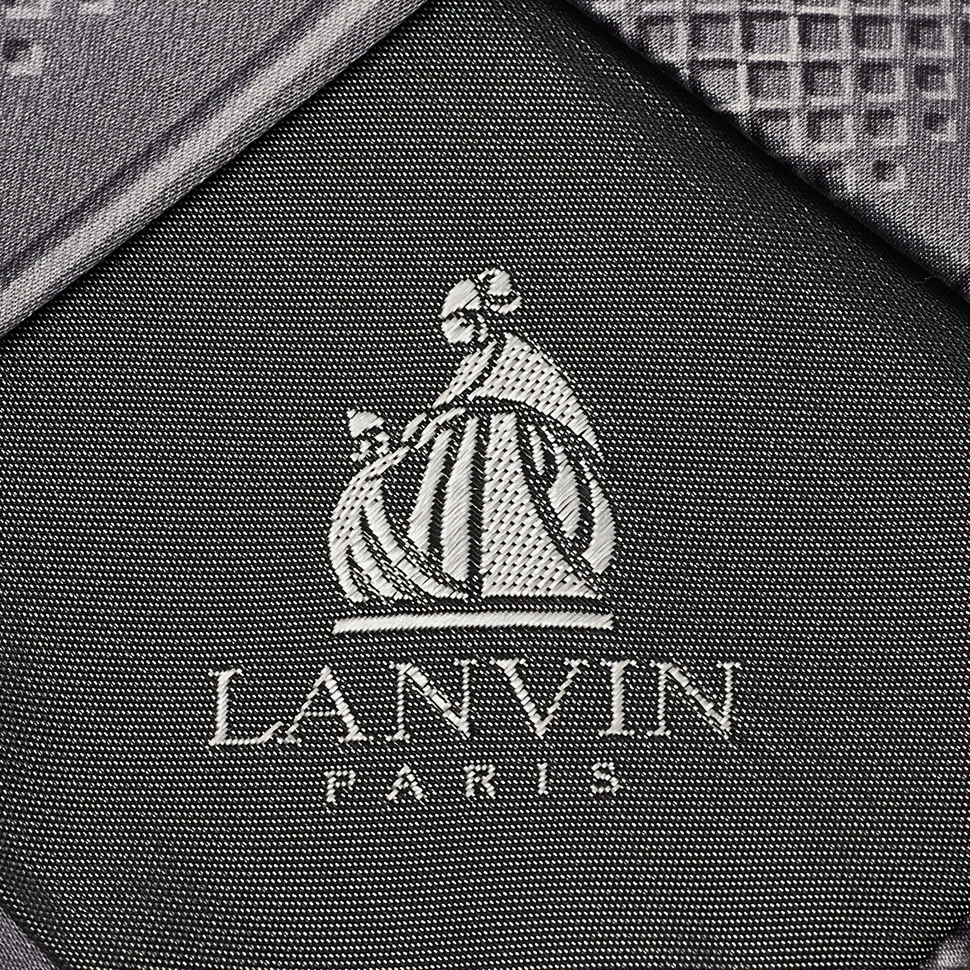 Lanvin Grey Printed Satin Silk Tie