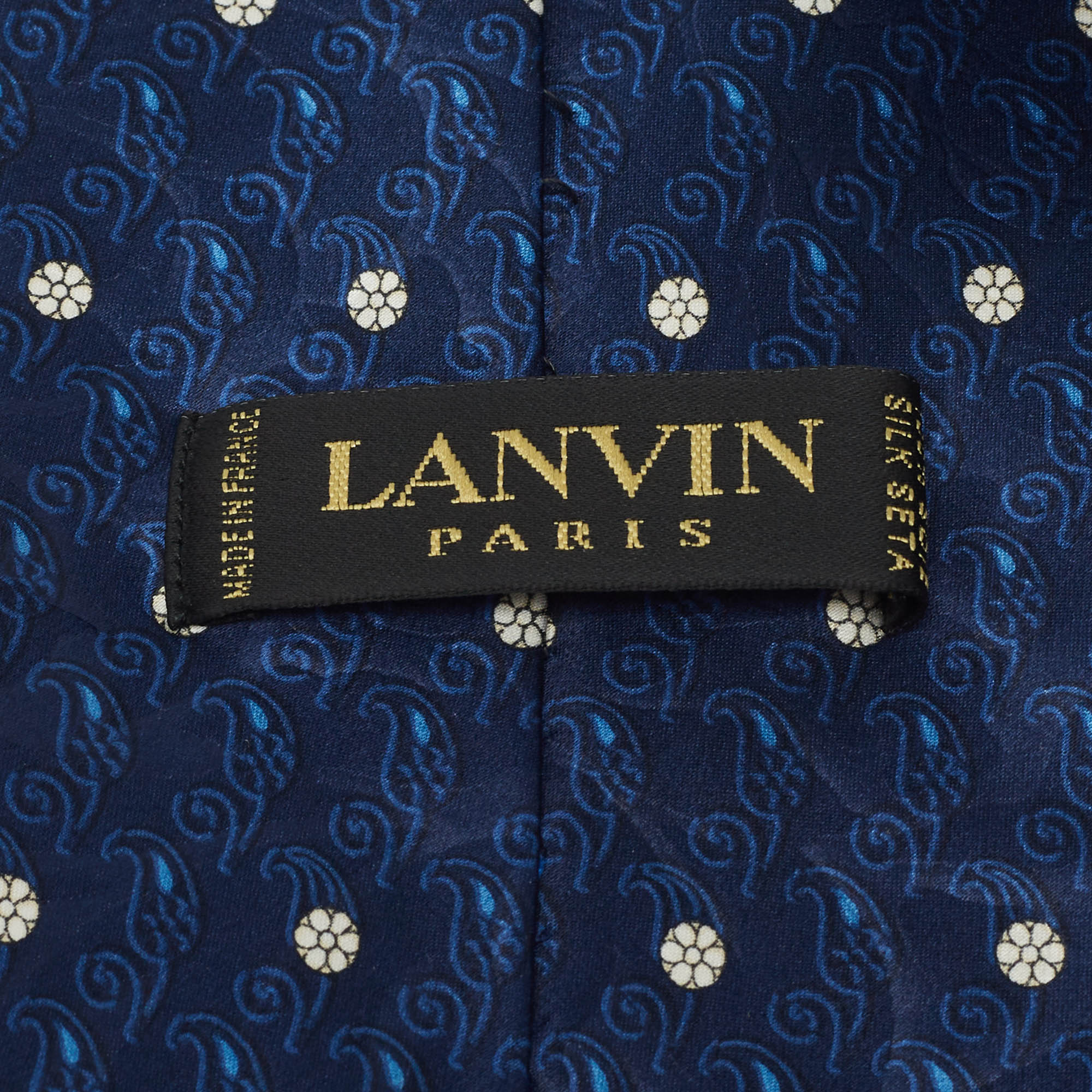 Lanvin Blue Printed Satin Silk Traditional Tie