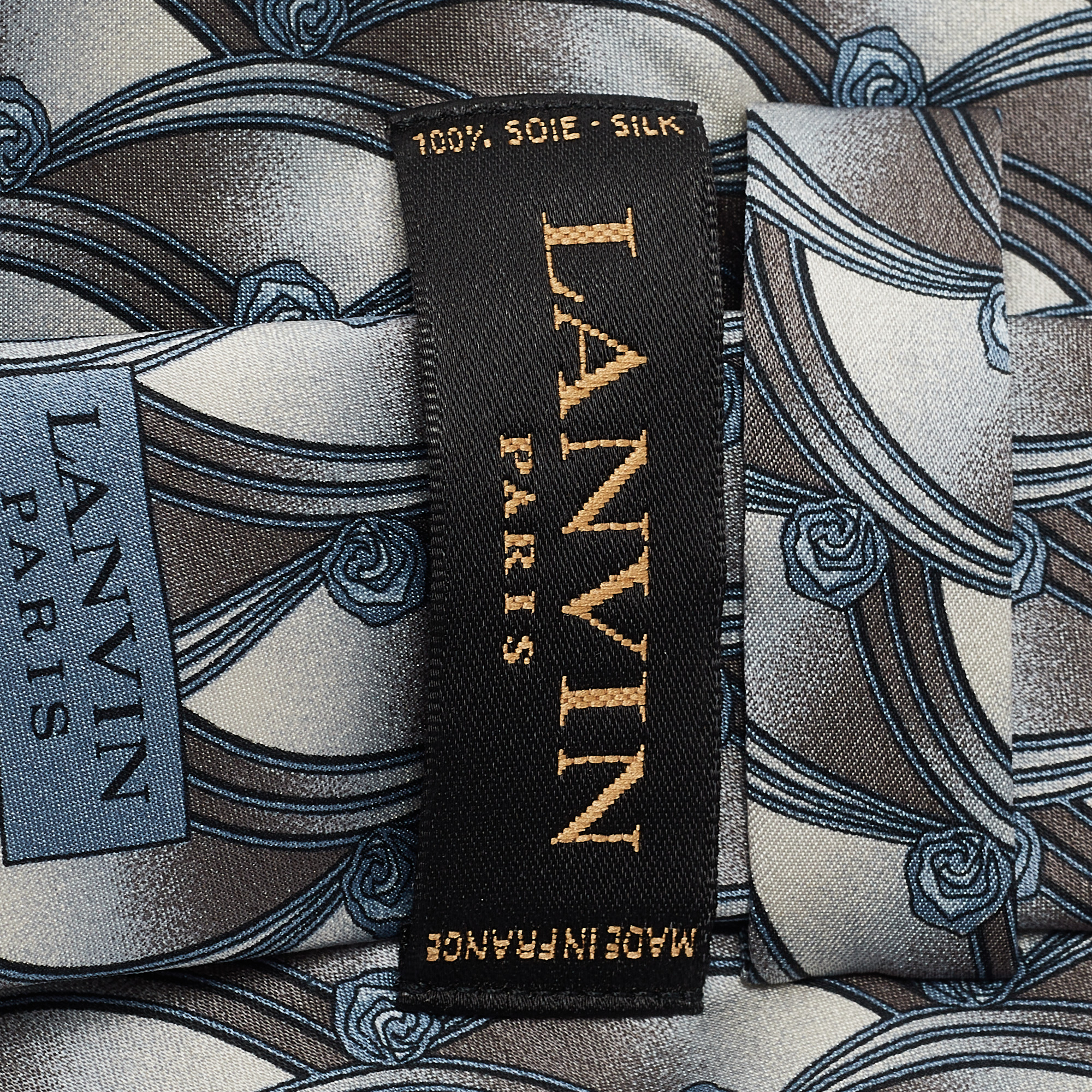 Lanvin Grey Printed Silk Tie