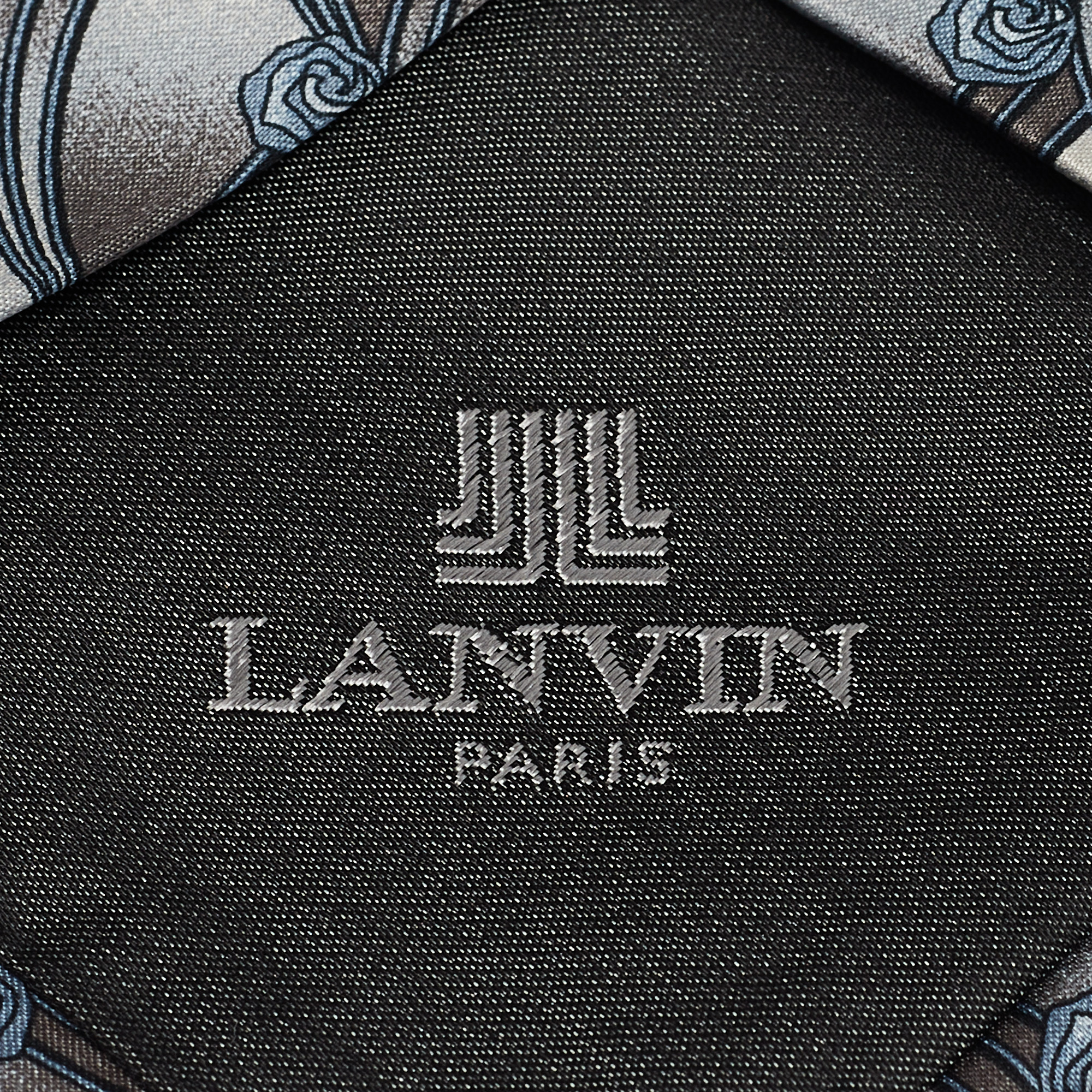 Lanvin Grey Printed Silk Tie