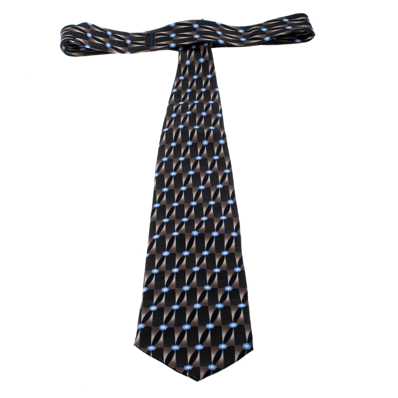 Lanvin Geometric And Floral Print Traditional Silk Tie