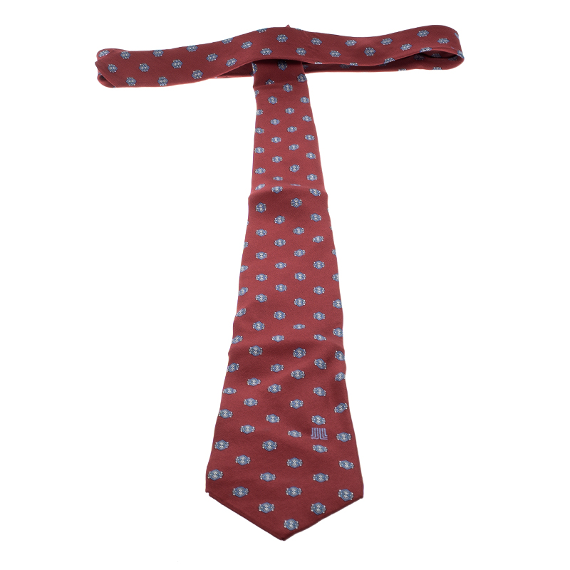 Lanvin Red Printed Silk Tie