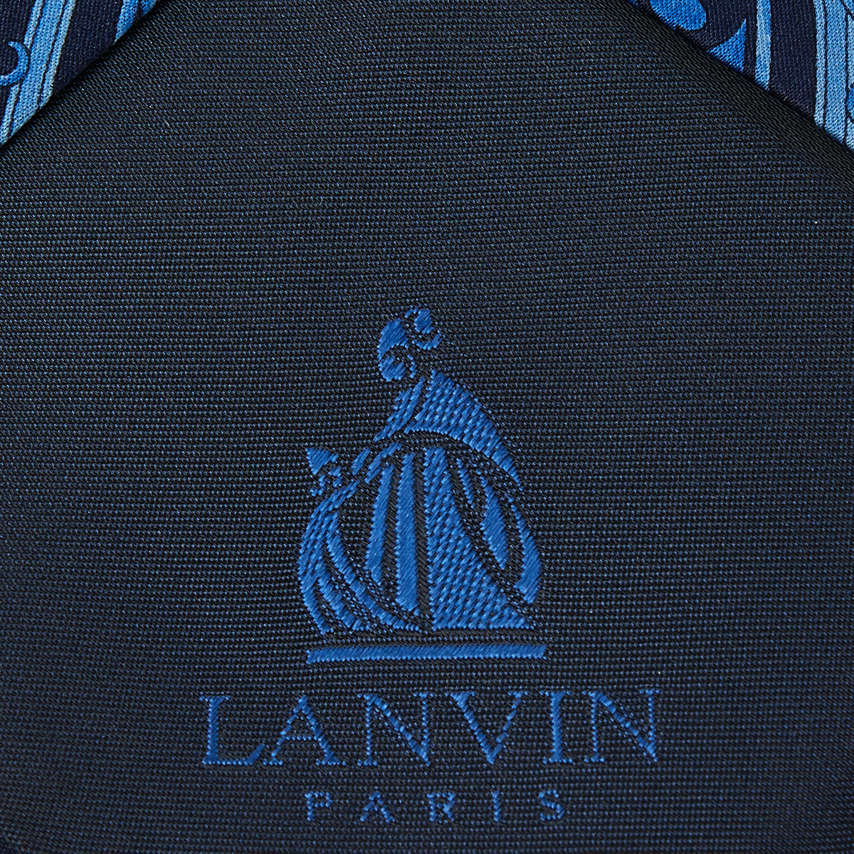 Lanvin Navy Blue Geometric Paisley Print Traditional Silk Tie