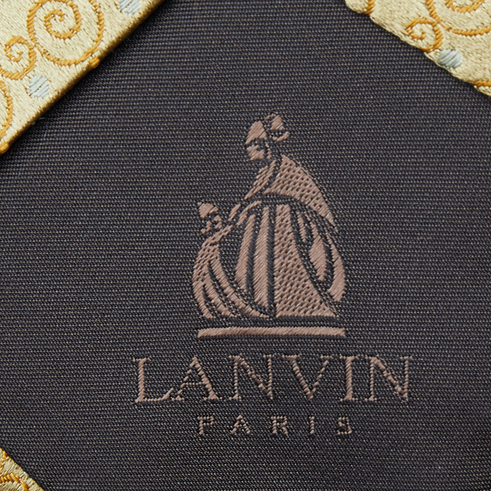Lanvin Vintage Gold Jacquard Silk Tie