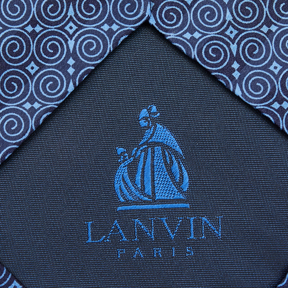 Lanvin Blue Circle Print Silk Tie