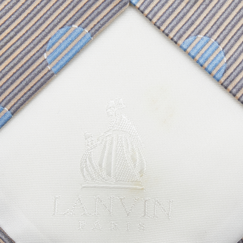 Lanvin Vintage Grey Circle Print Silk Tie