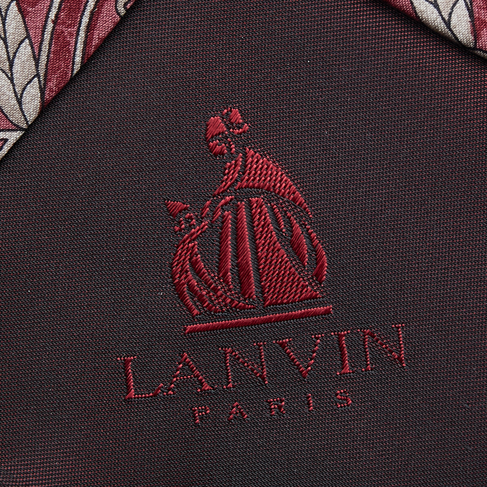 Lanvin Burgundy Floral Print Silk Tie