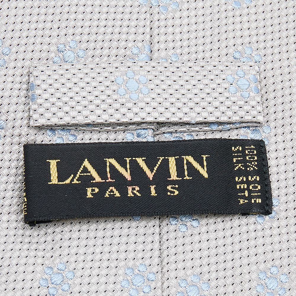 Lanvin Grey Floral Silk Jacquard Tie
