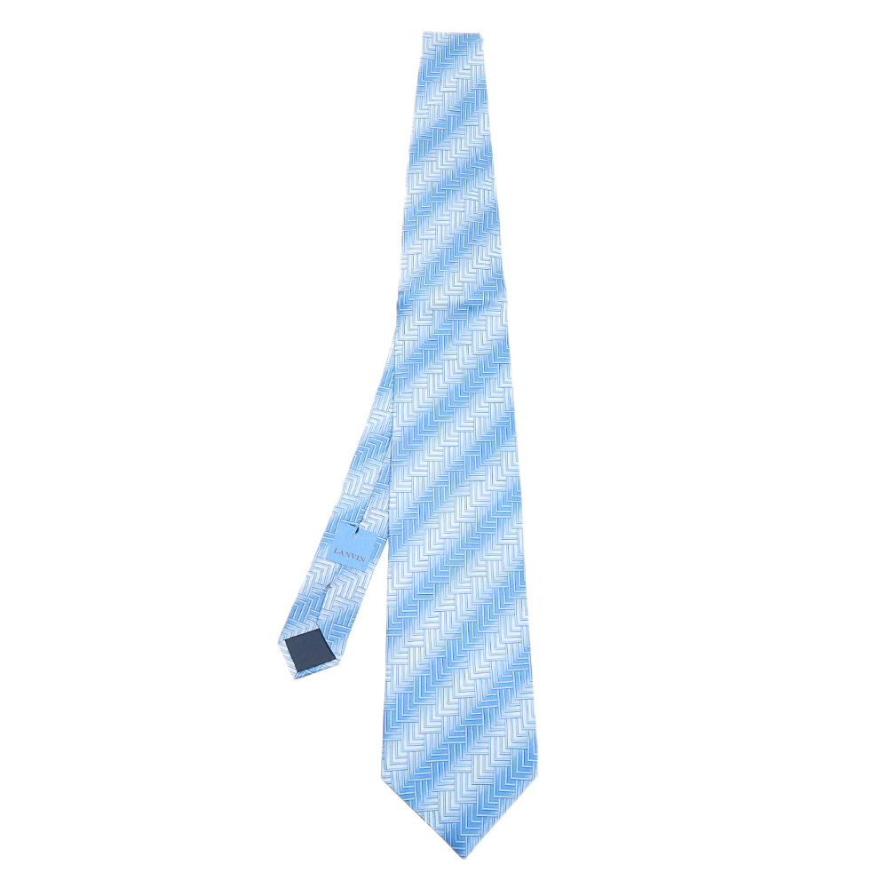 Lanvin Ombre Blue Printed Silk Tie