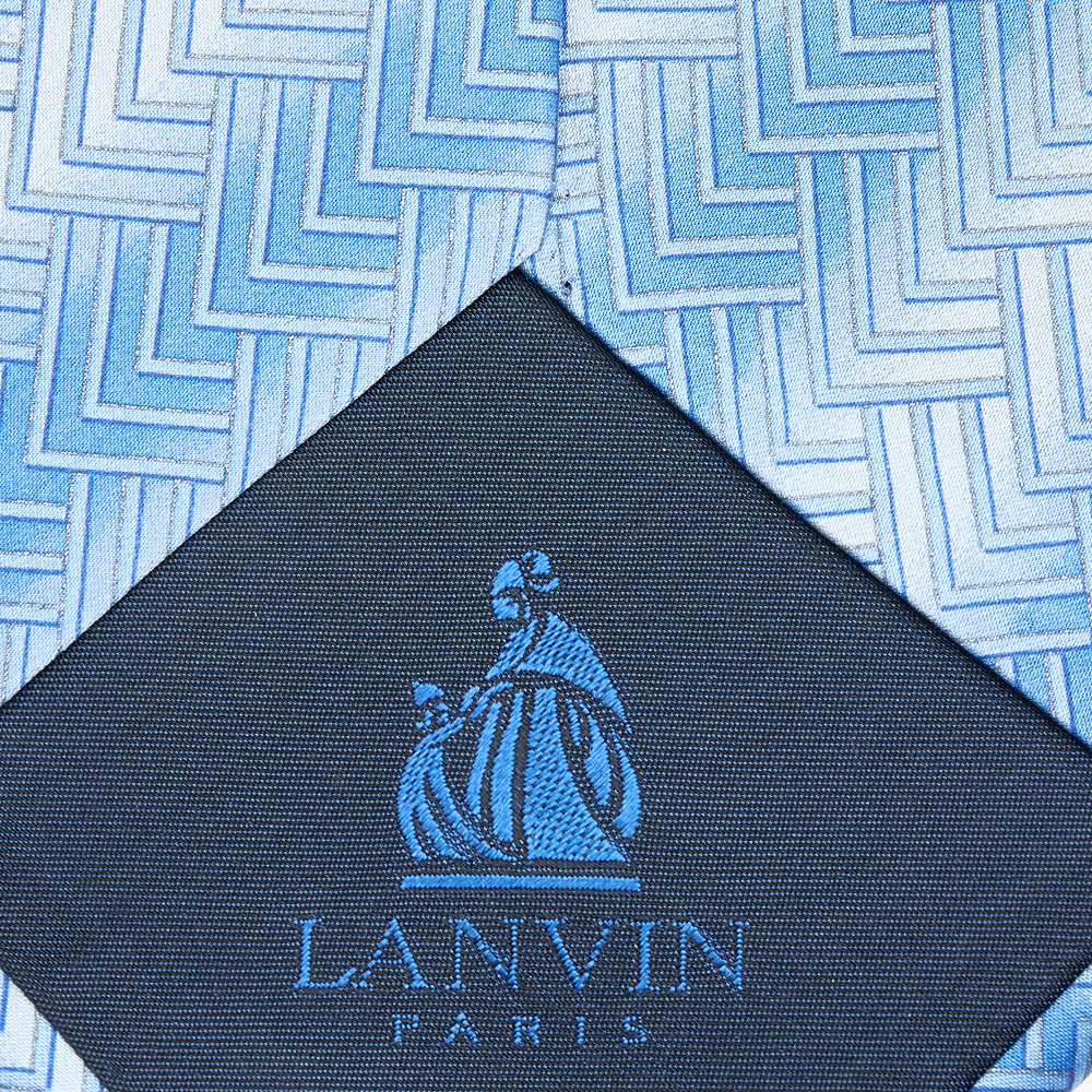 Lanvin Ombre Blue Printed Silk Tie