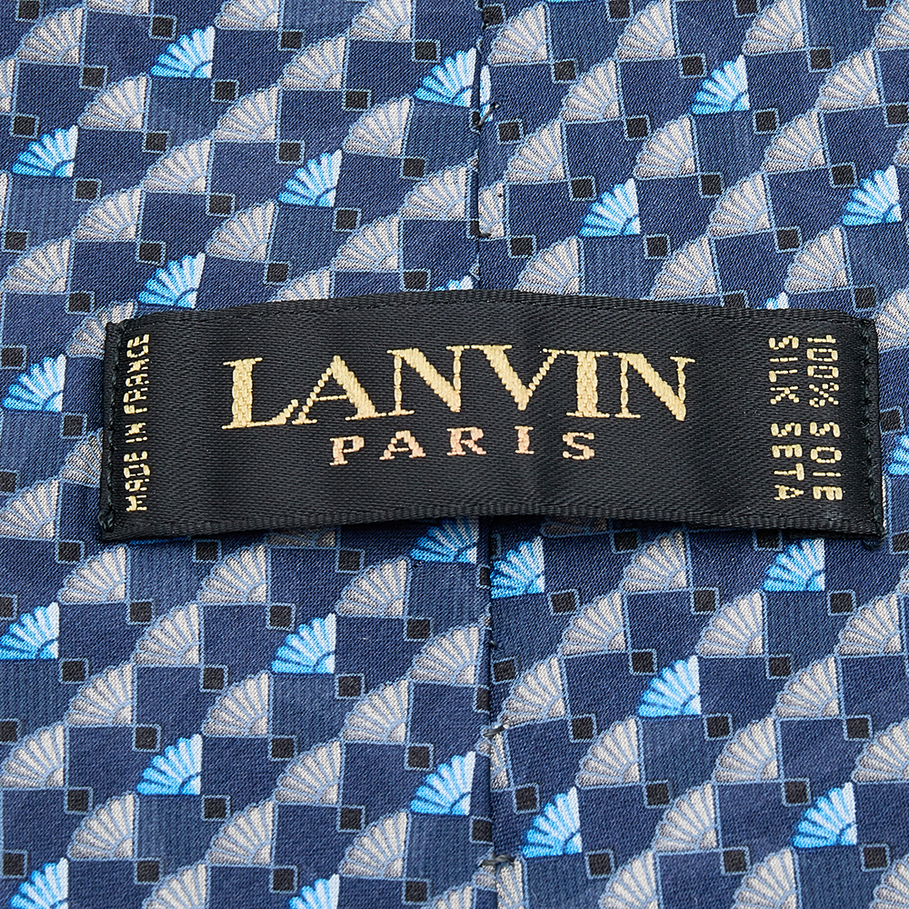 Lanvin Blue Printed Silk Tie