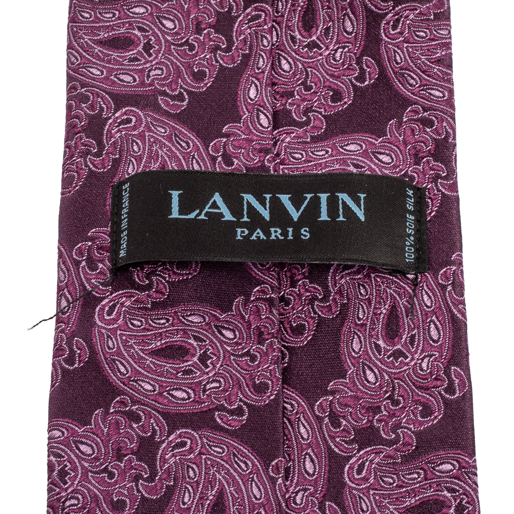 Lanvin Purple Paisley Jacquard Silk Tie