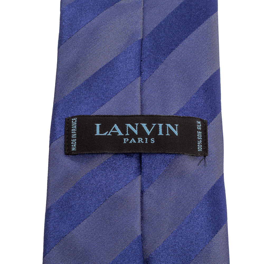 Lanvin Blue Striped Silk Tie