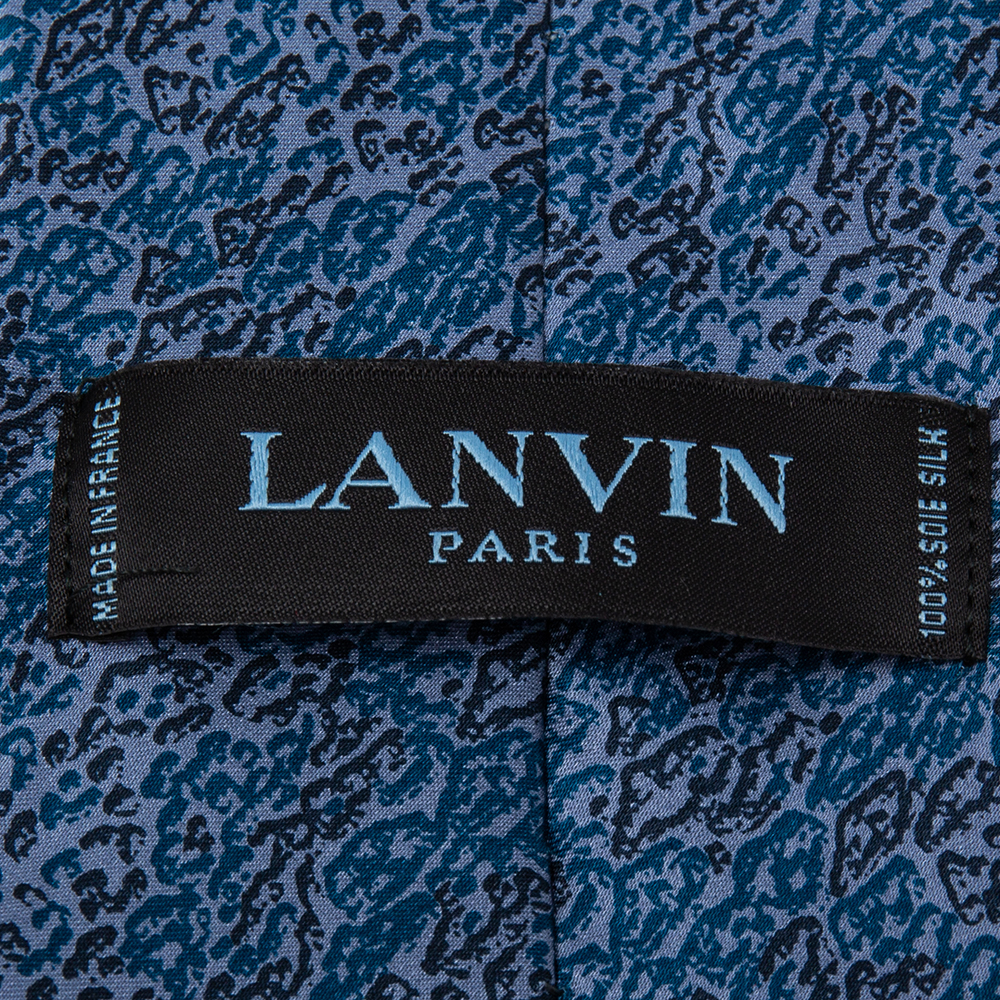 Lanvin Blue Abstract Print Silk Tie