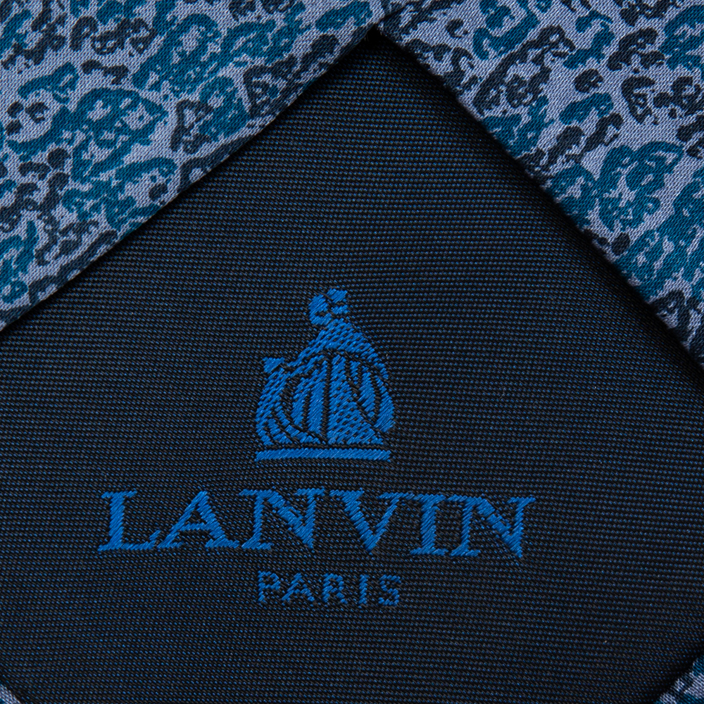 Lanvin Blue Abstract Print Silk Tie