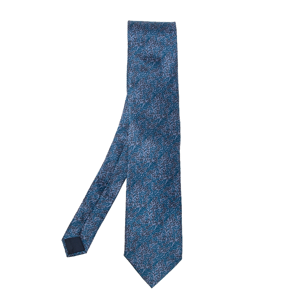 Lanvin Blue Abstract Print Silk Tie