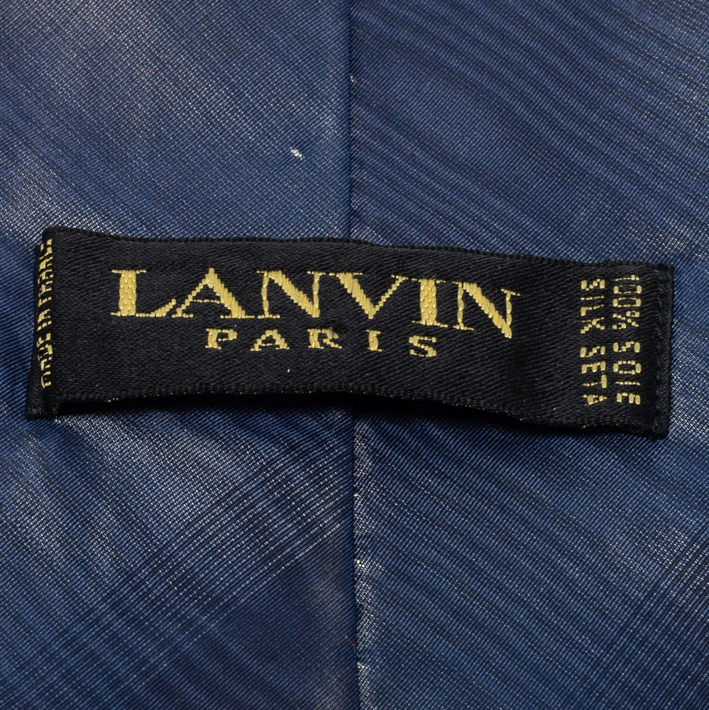 Lanvin Navy Blue Patterned Print Silk Tie
