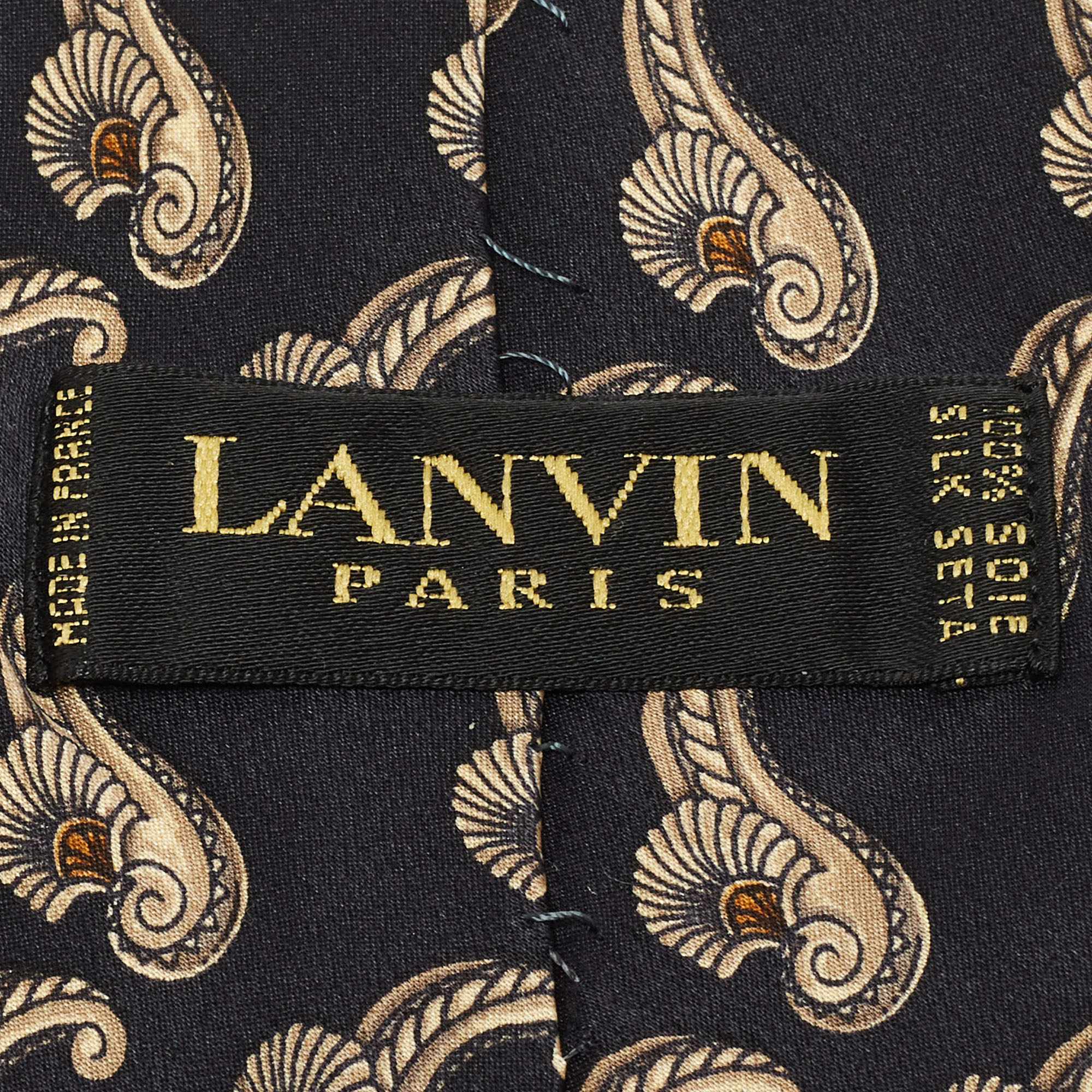 Lanvin Black Printed Silk Tie