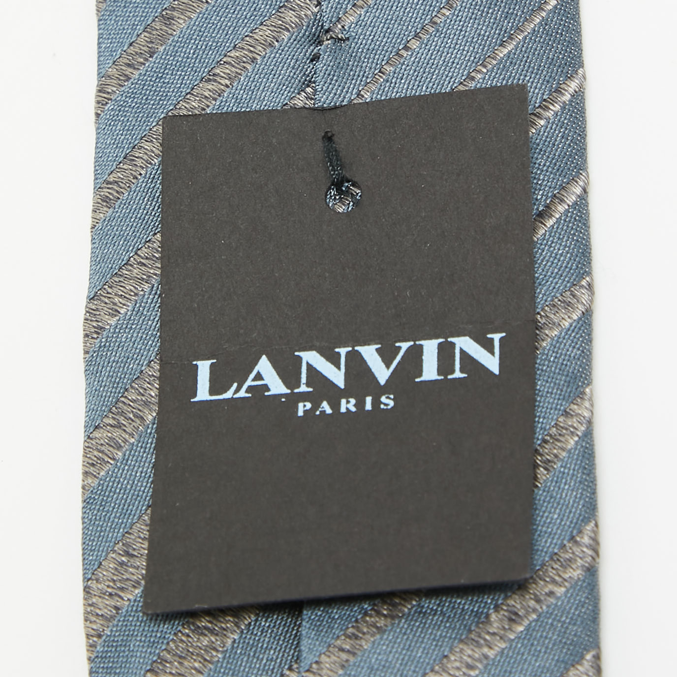 Lanvin Blue Striped Silk Traditional Tie